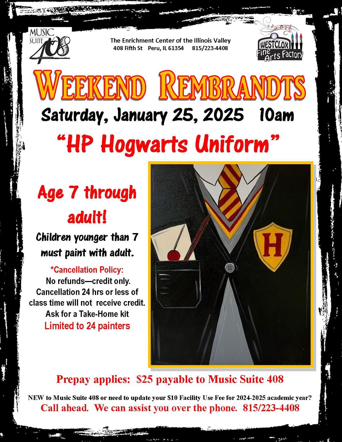 \u201cHP Hogwarts Uniform\u201d Weekend Rembrandts Painting at 408 Fine Arts Factory 