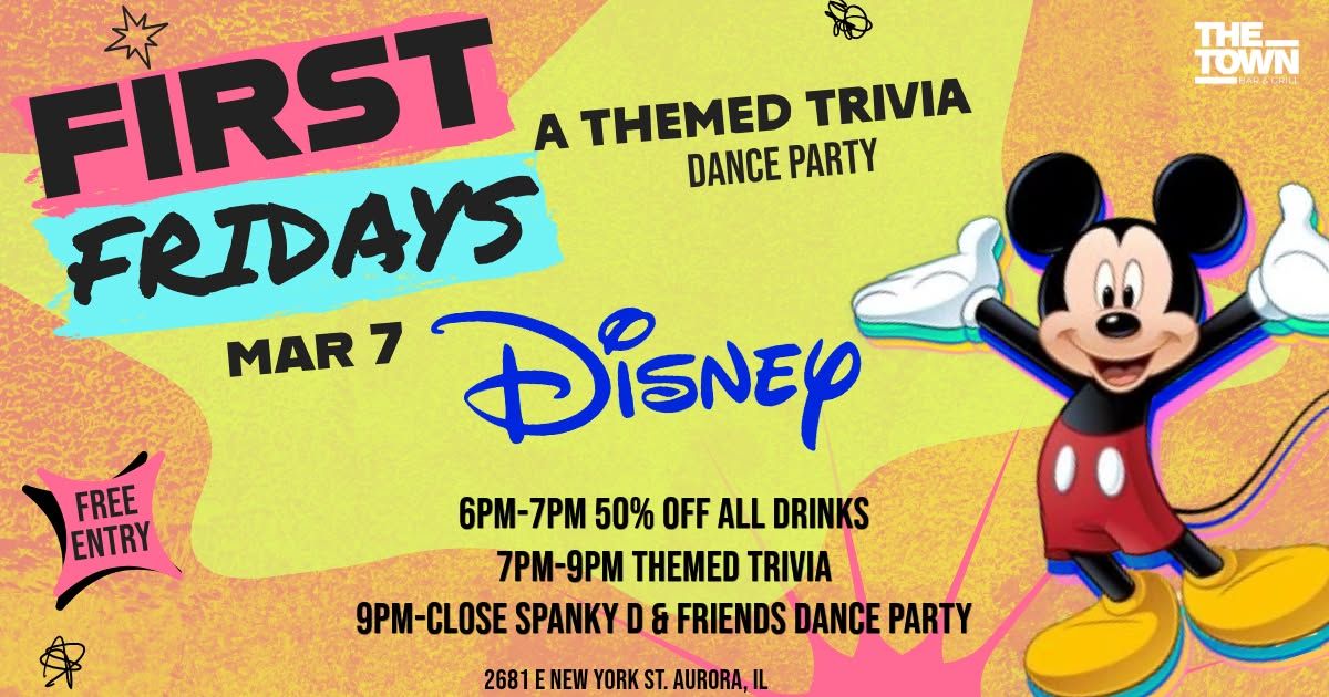 1st Fridays - Happy Hour 6pm to 7pm 50% off Drinks - Disney 