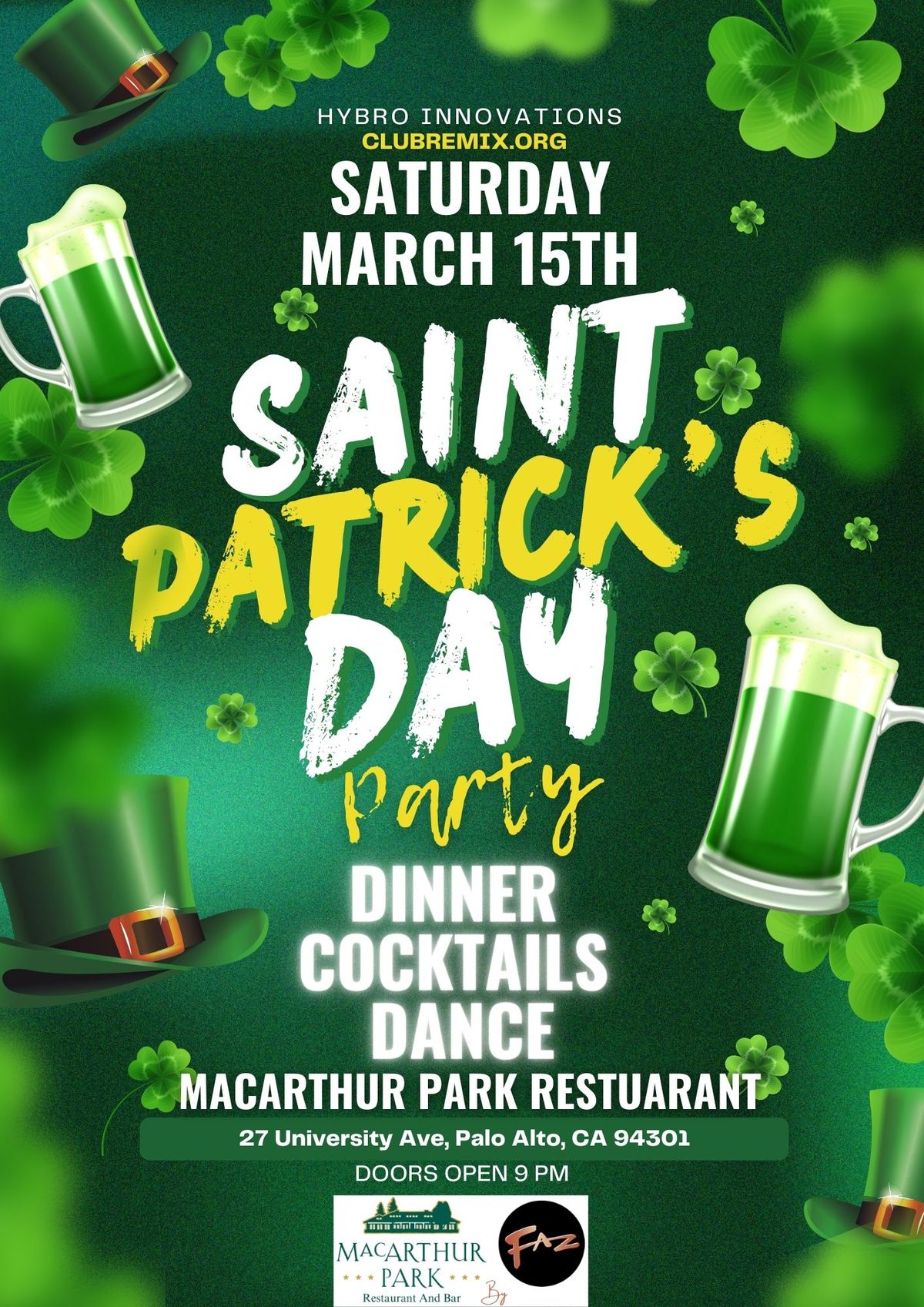 St. Patrick\u2019s Day Celebration at MacArthur Park Restaurant & Bar! \ud83d\udccdDinner & Dance