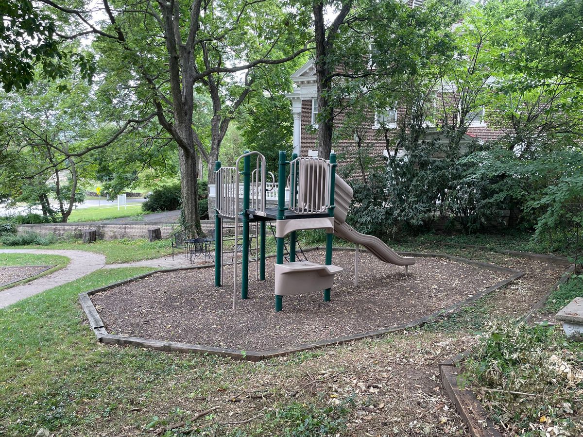 Playground update:Rubber borders and mulch installation. 