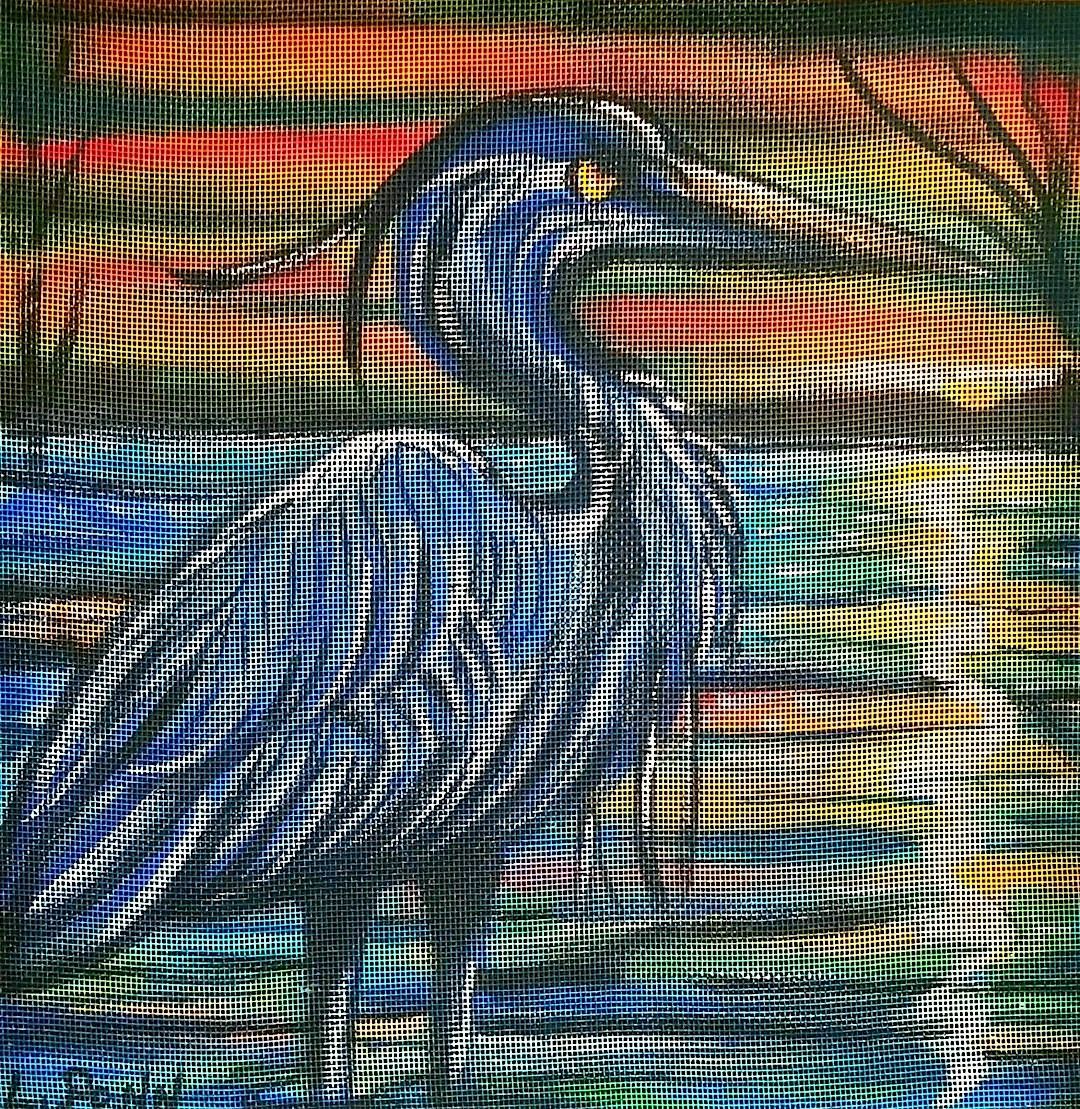 Great Blue Heron Painted Screen Nite at Forgotten 50!