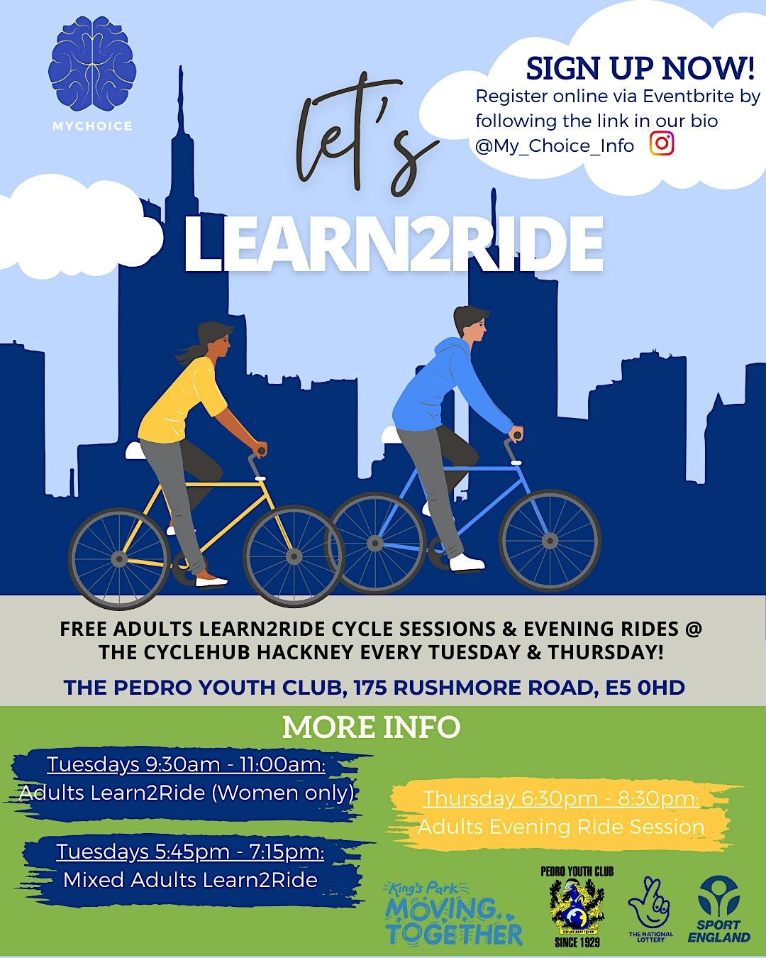 Adults Learn2Ride & Evening Cycle Sessions @The Pedro Youth Club