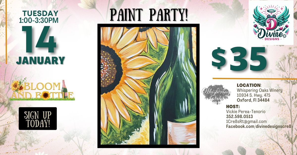 Bloom and Bottle Paint Party at Whispering Oaks Winery