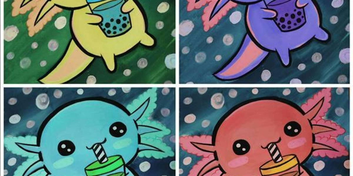 Axolotl Boba Friends - Family Fun - Paint and Sip by Classpop!\u2122