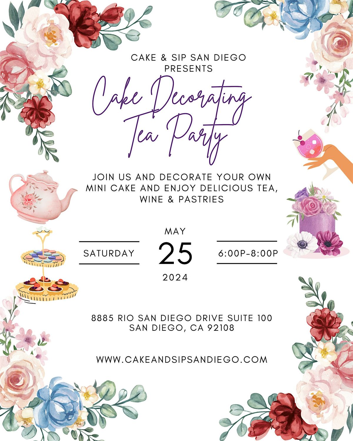 Cake and Sip San Diego "Cake Decorating & Tea Party"