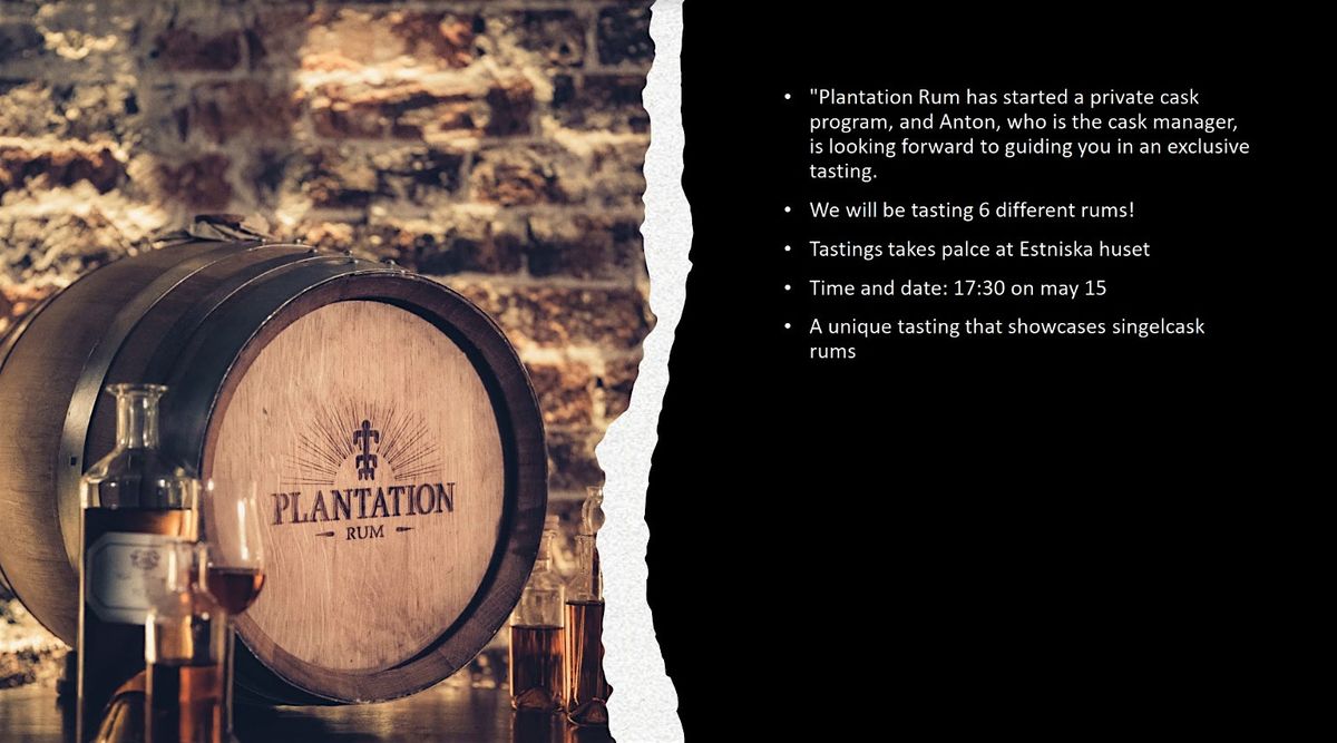 Exquisite Rum Experience: Plantation Rum Tasting Event