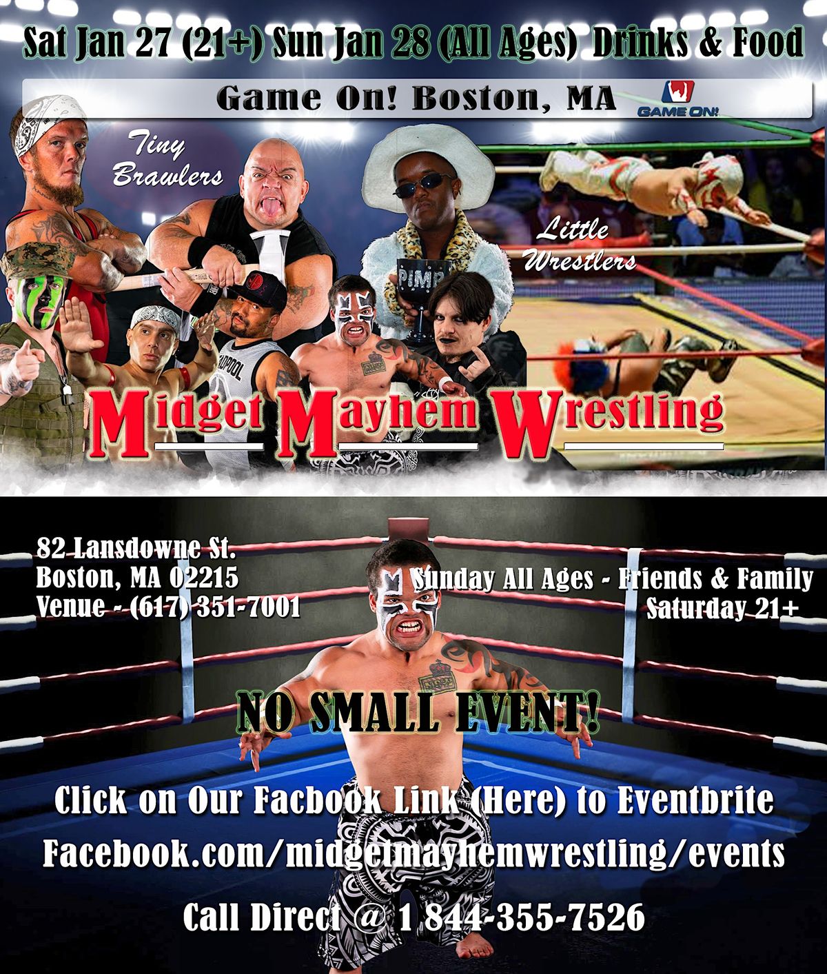 Midget Mayhem Wrestling Goes Wild - Fenway Boston (ALL-AGES FAMILY\/FRIENDS)