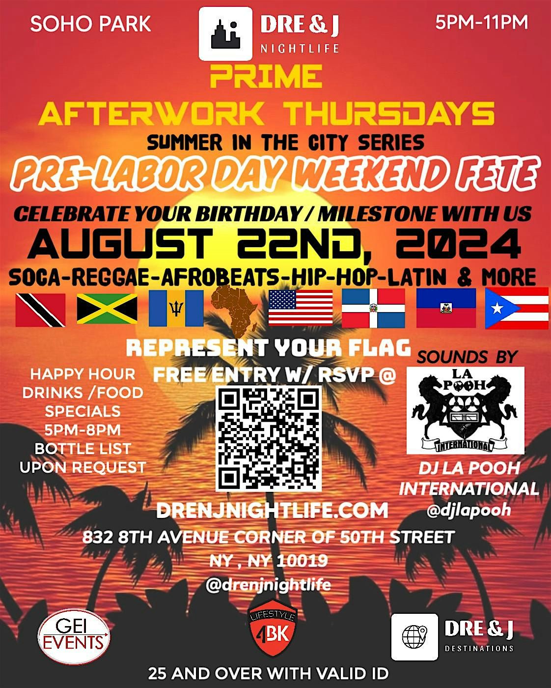 DRE & J NIGHTLIFE presents PRIME AFTERWORK THURSDAYS PRE-LABOR WEEKEND FETE