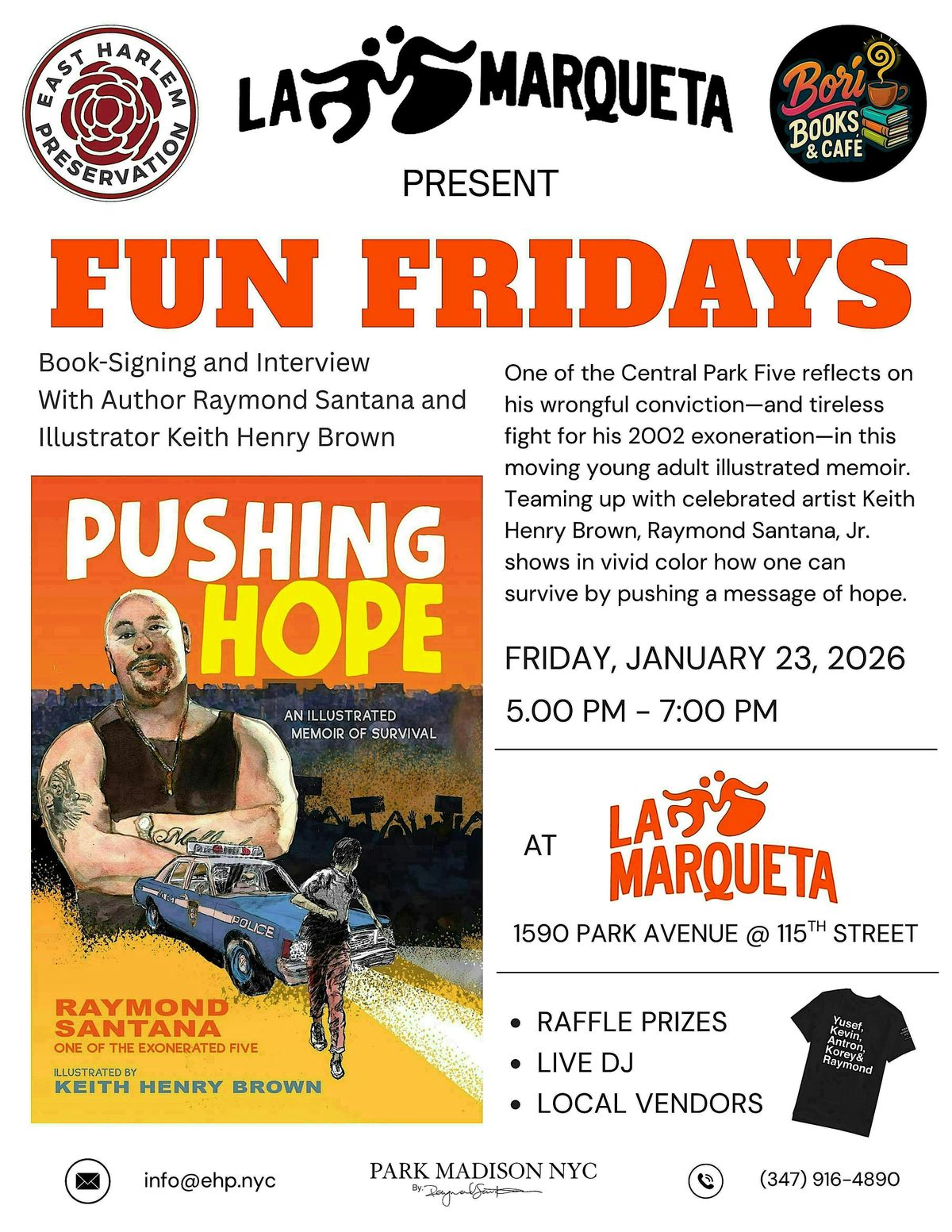 East Harlem Preservation and Bori Books & Cafe Present: PUSHING HOPE