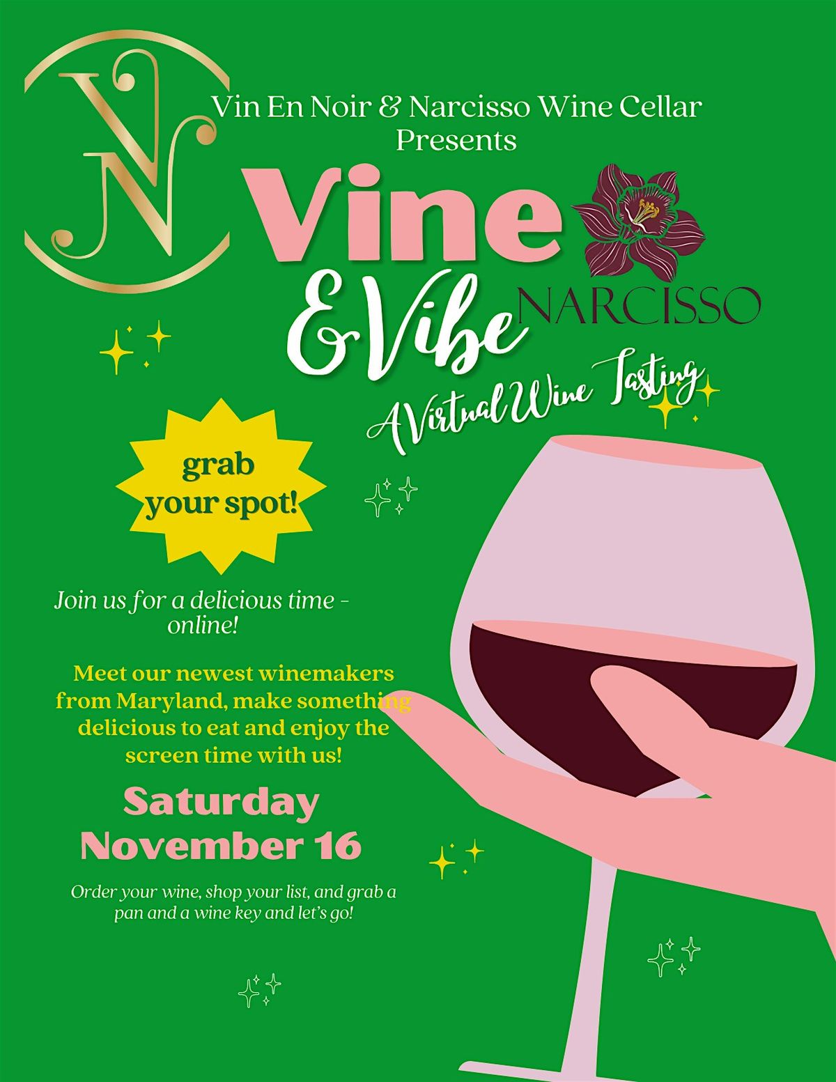 Vine & Vibe Virtual Wine Tasting with Vin En Noir & Narcisso Wine Cellar