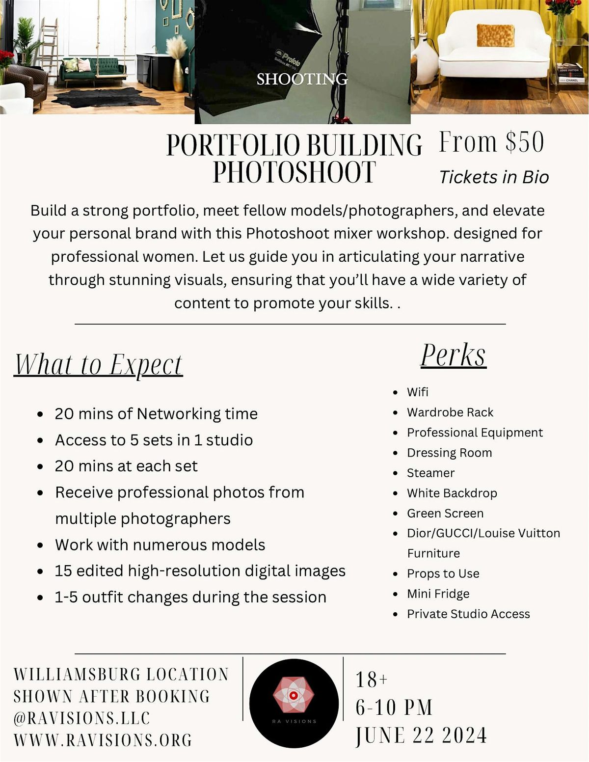 Model & Photographer Portfolio Building Photoshoot + Mixer | Williamsburg