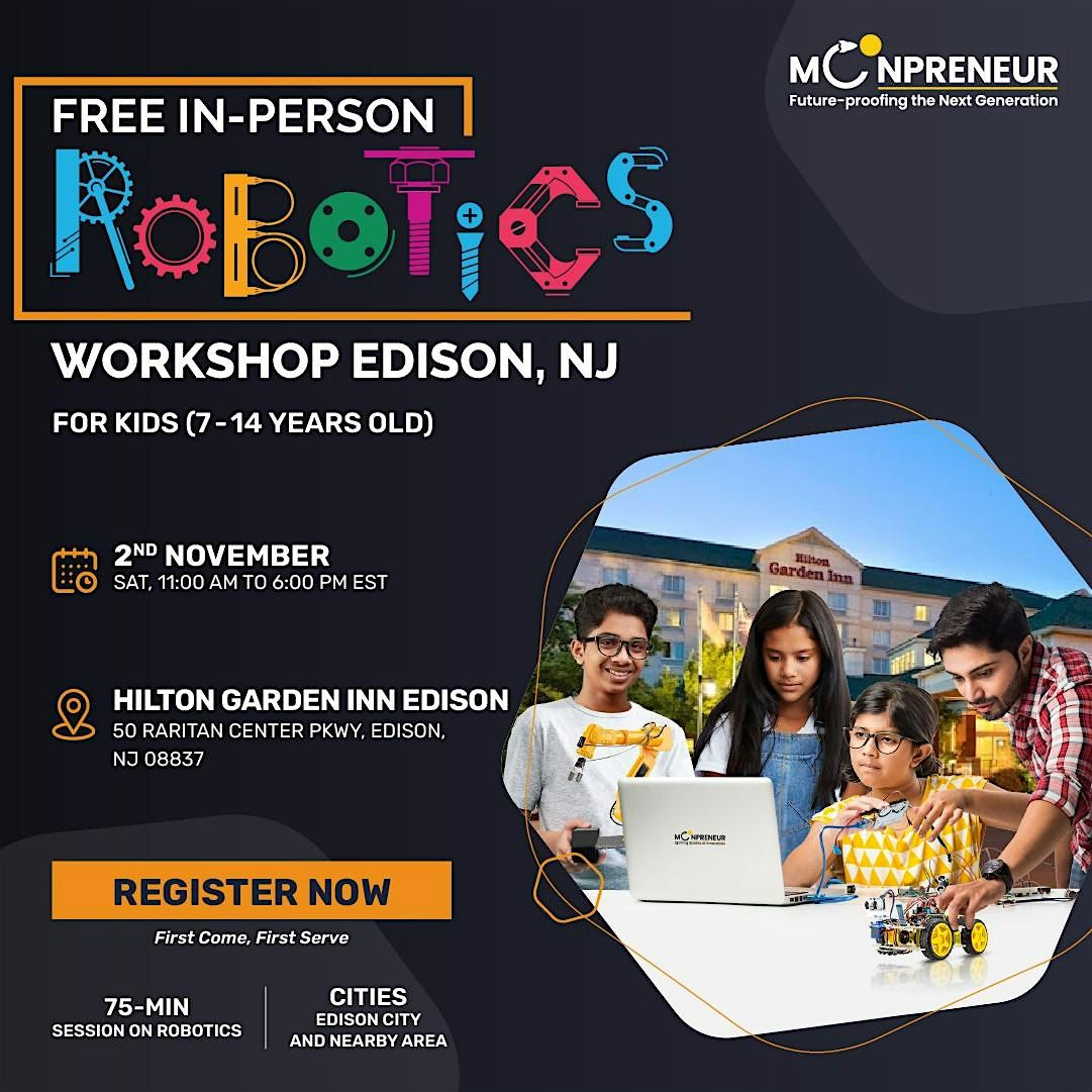 In-Person Robotics Workshop For Kids at Edison, NJ