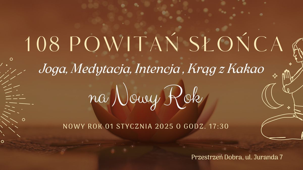 108 Powita\u0144 S\u0142o\u0144ca na Nowy Rok 2025. Joga, Medytacja, Intencja, Kr\u0105g z Kakao 