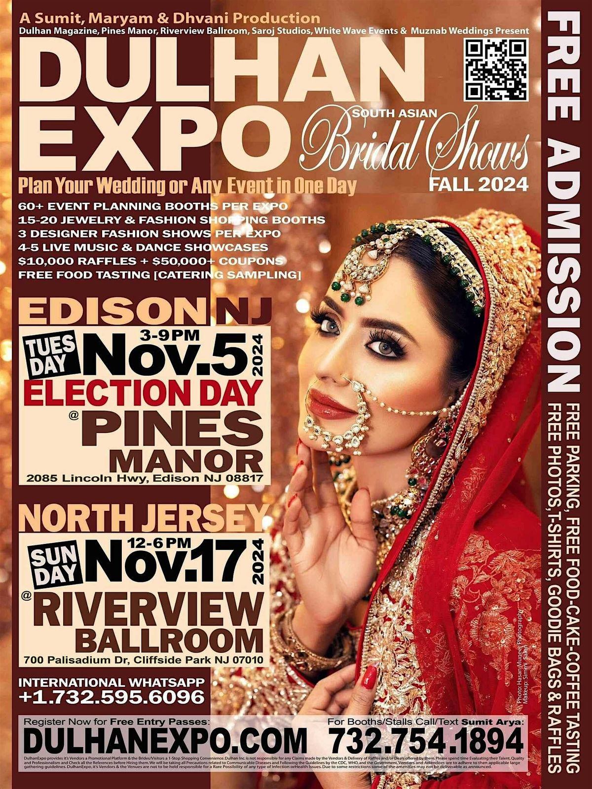 DulhanExpo Nov.5 (Tue.3-9pm) Election Day @ Pines Manor, Edison NJ \u2022 Free A