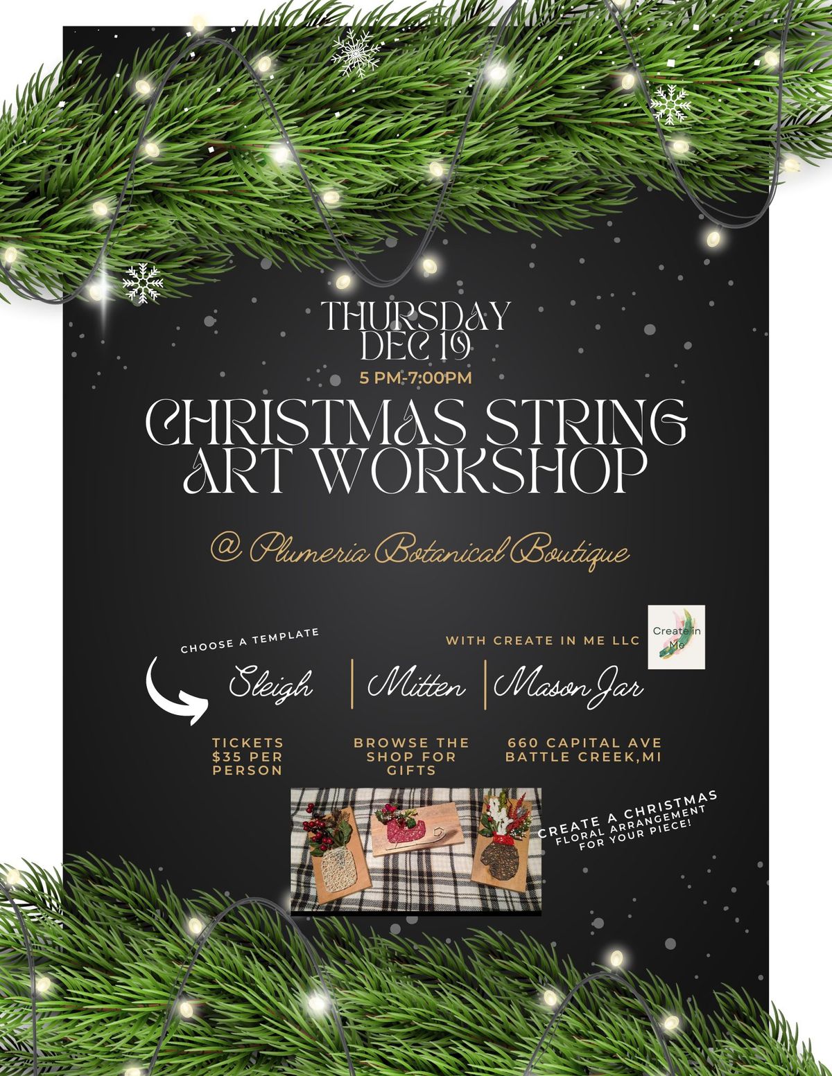 Sleigh String Art Workshop Dec 19