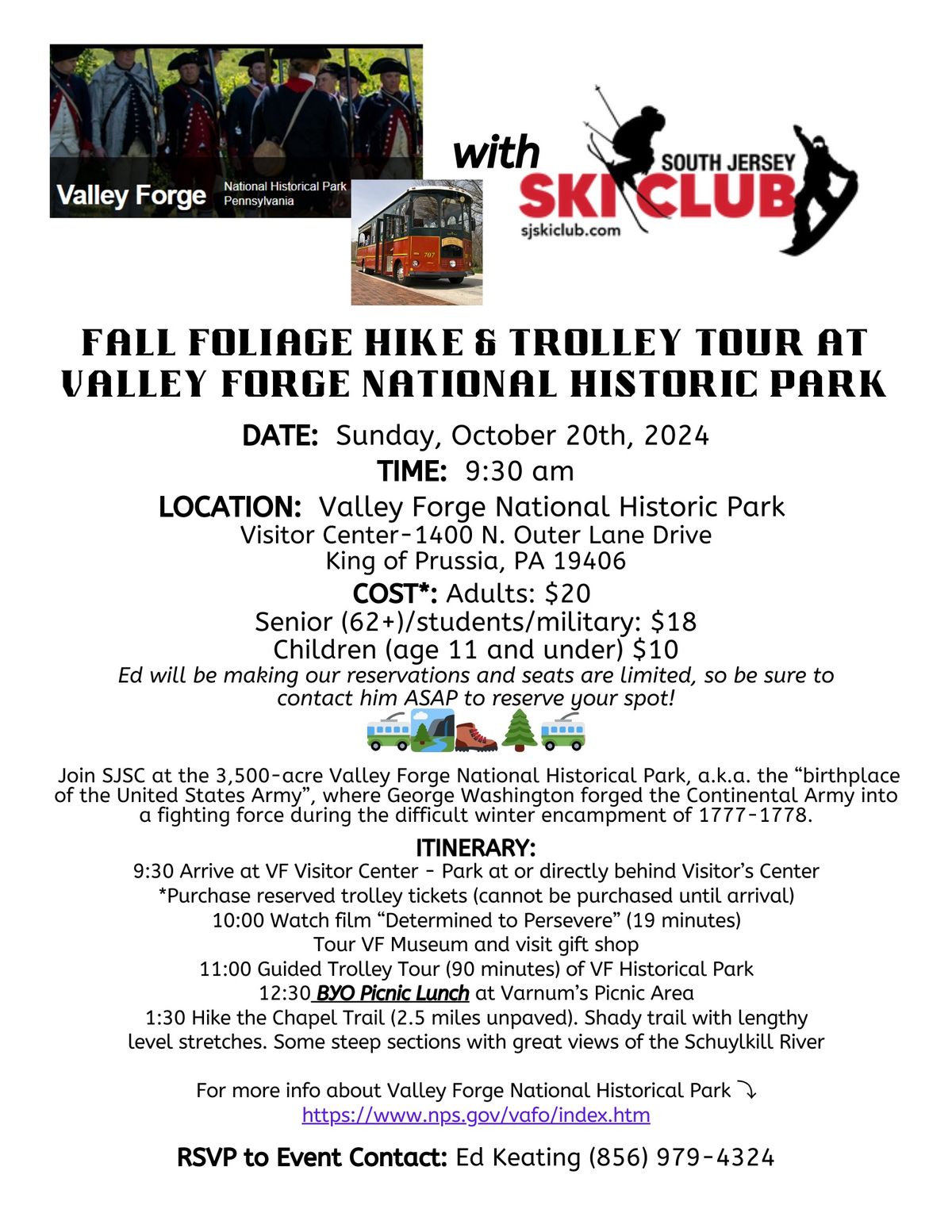 FALL FOLIAGE HIKE & TROLLEY TOUR AT VALLEY FORGE NATIONAL HISTORIC PARK