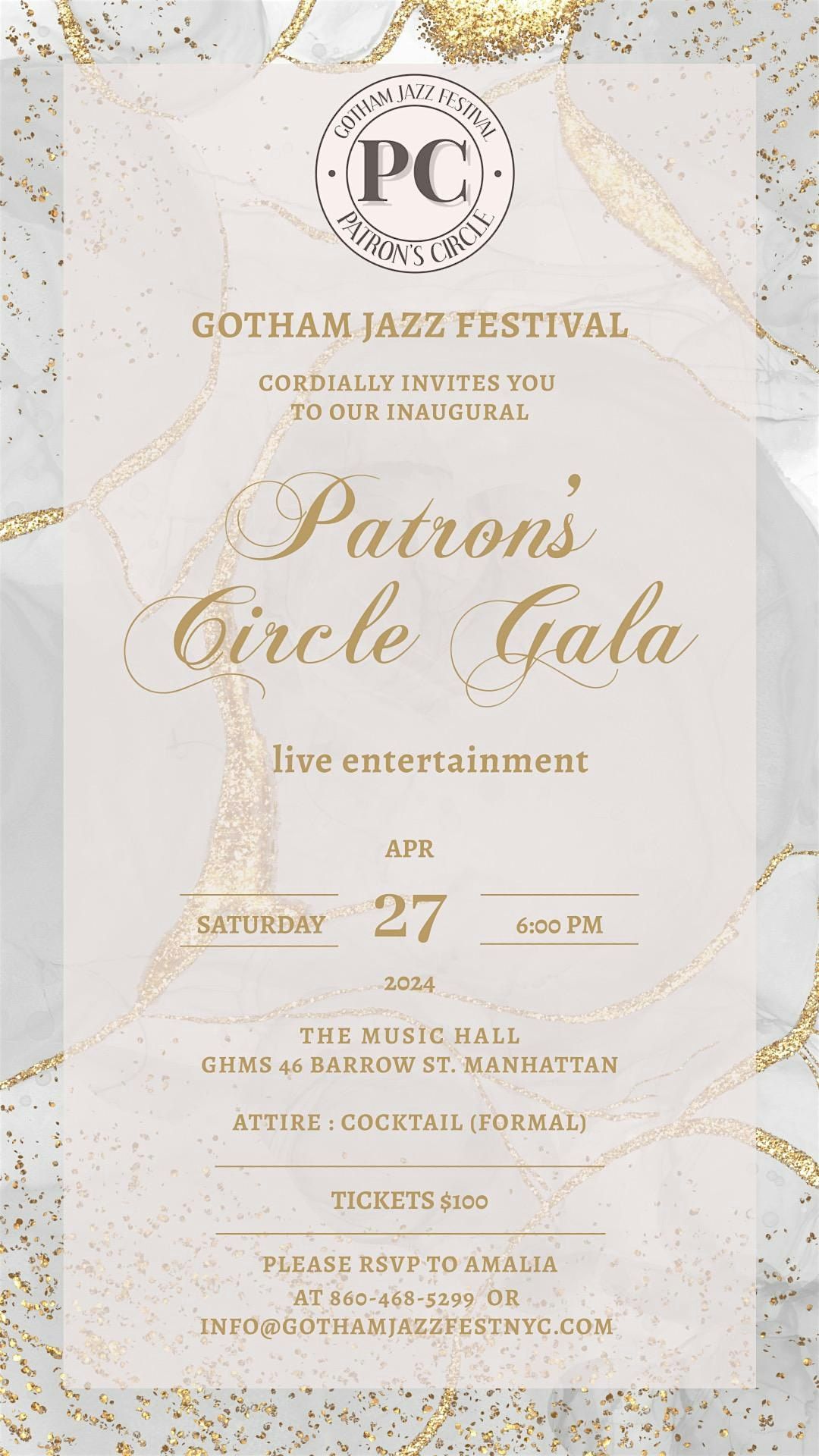 PATRON GALA for GOTHAM JAZZ FESTIVAL (Sat. April 27th)