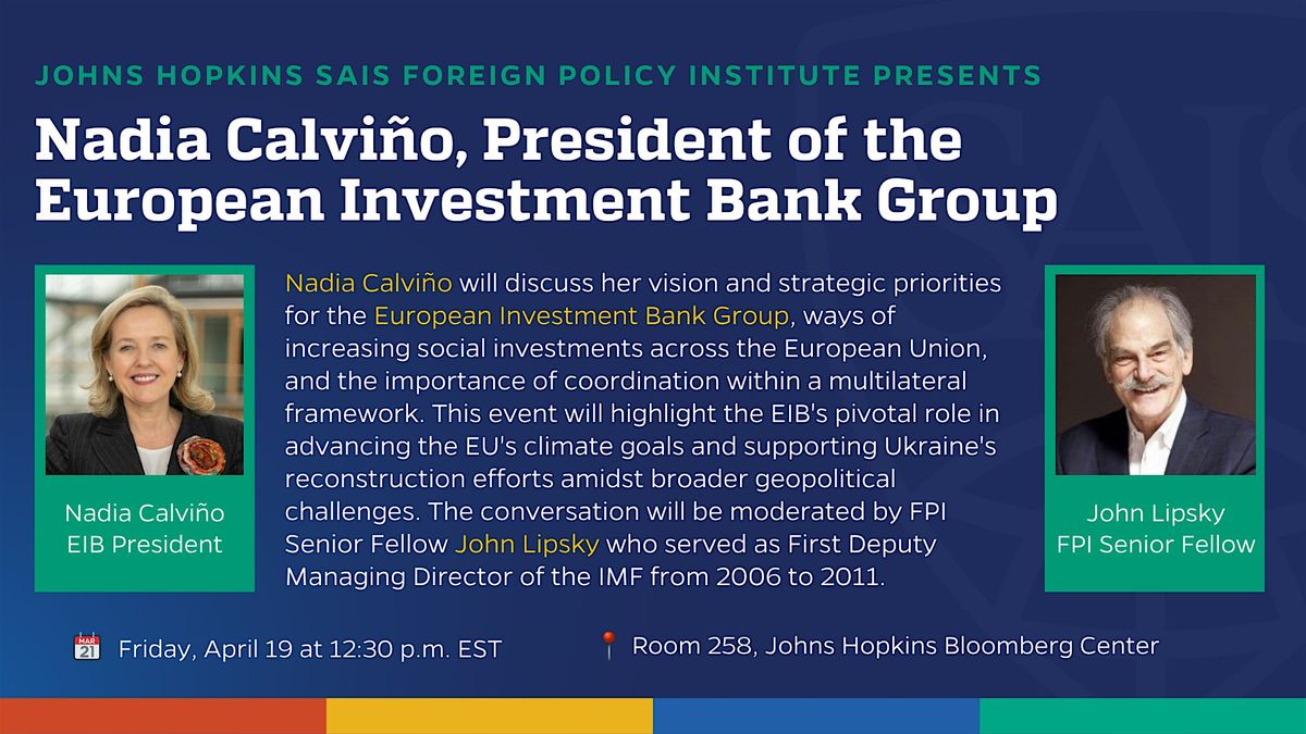 Nadia Calvi\u00f1o, President of the European Investment Bank Group
