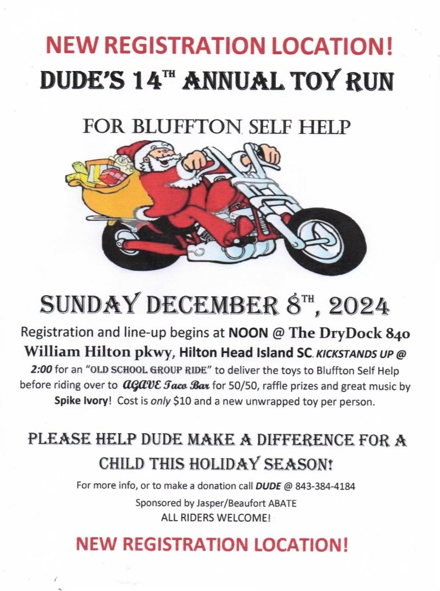 Dude\u2019s Toy Run For Bluffton Self Help