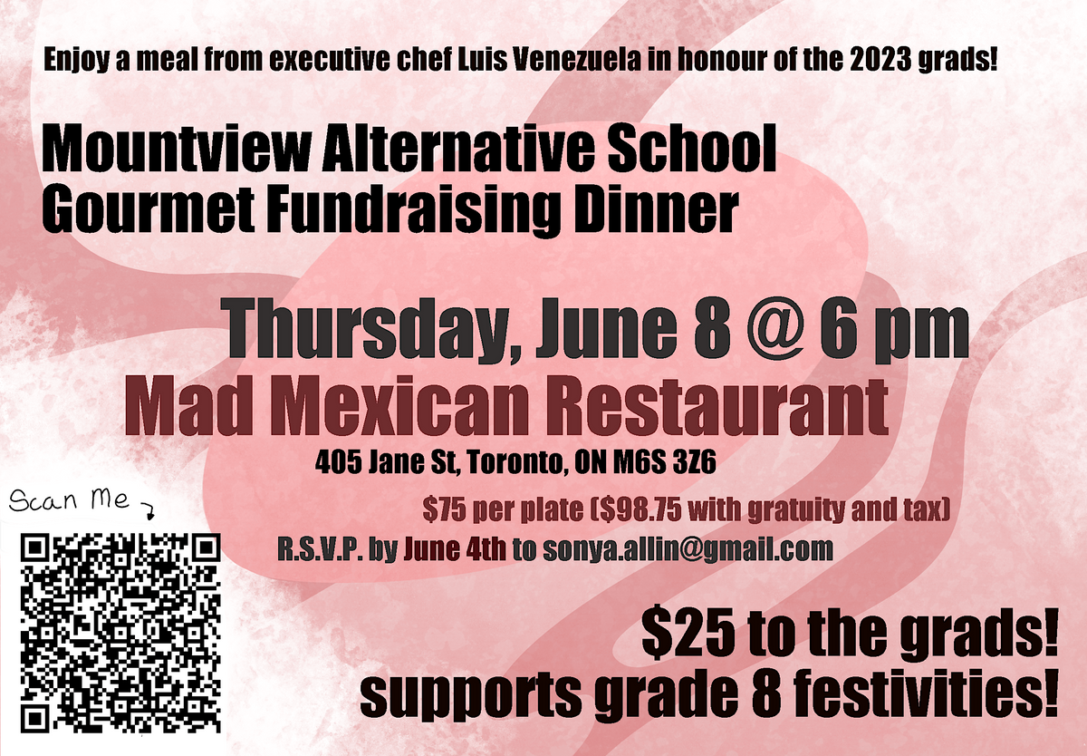 Mountview Alternative School Gourmet Fundraising Dinner