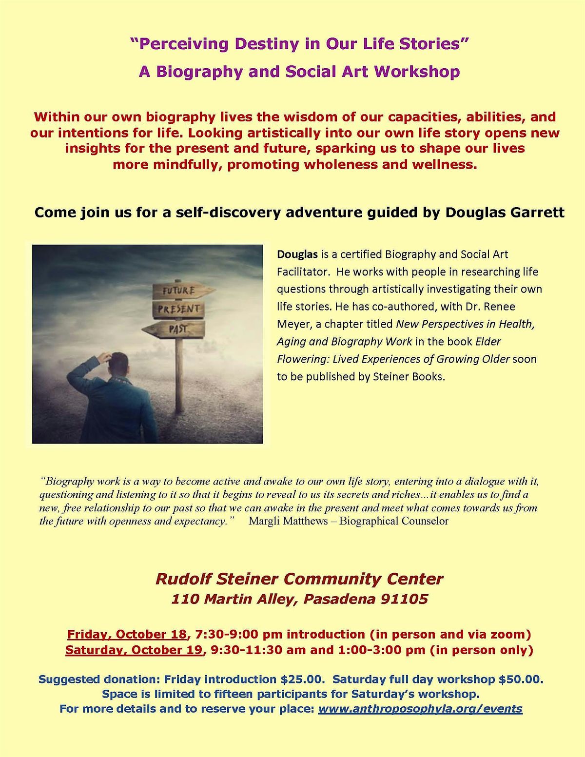 Introduction to Biography Work with Douglas Garrett - Friday evening