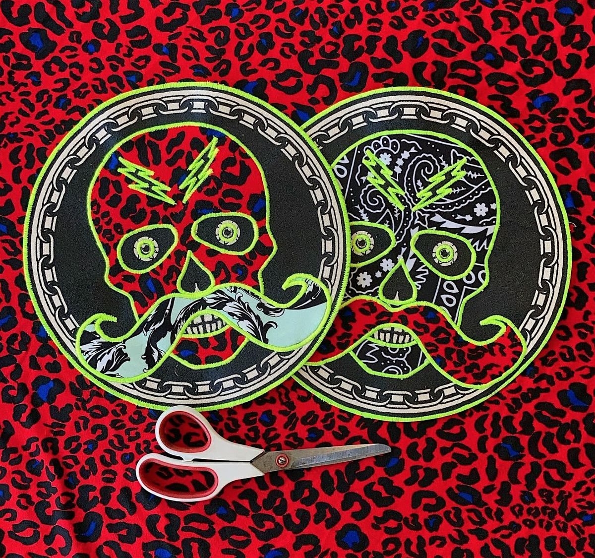 Skull Mustache Patch Sewn LIVE by Ben Venom