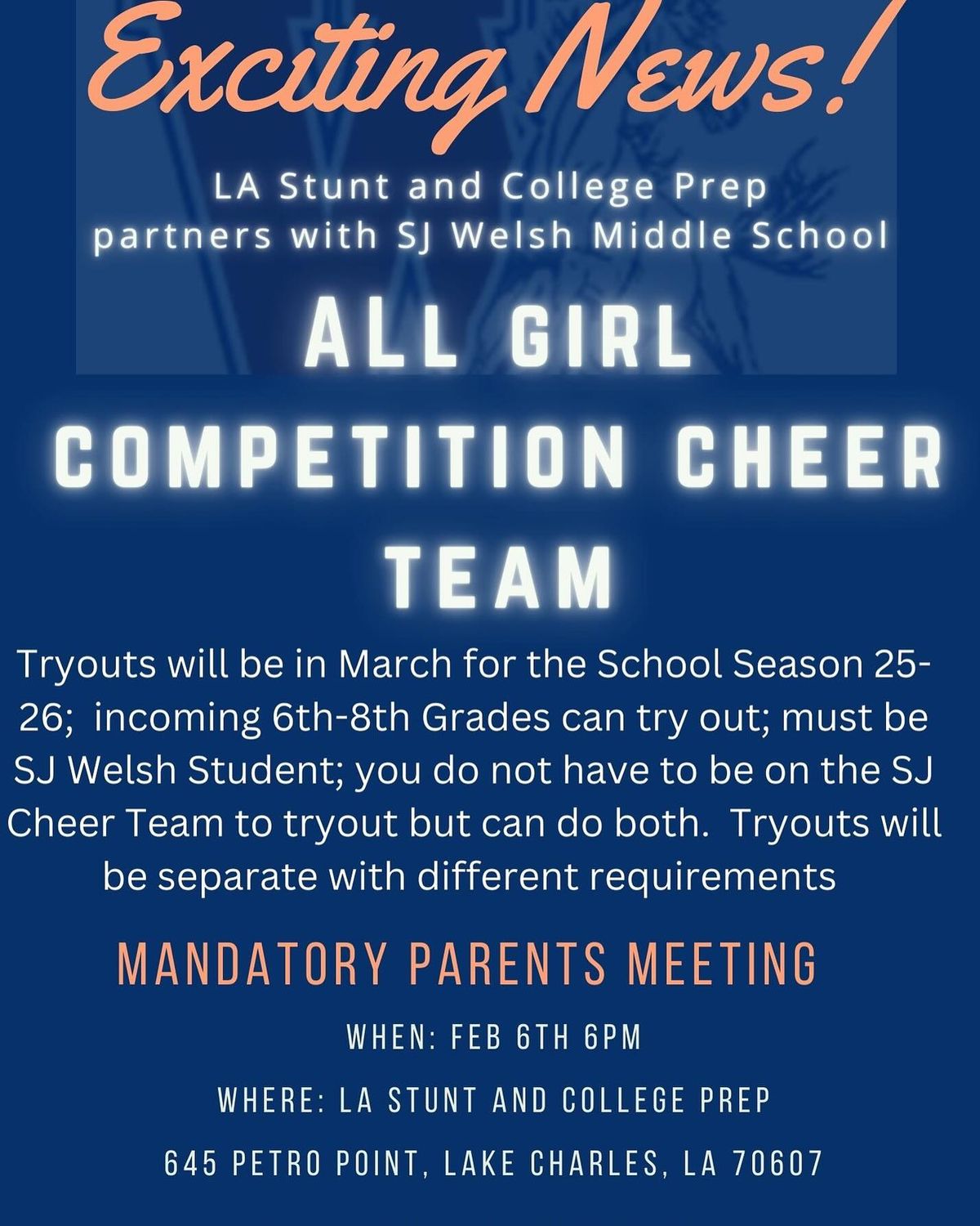 ALL GIRL COMPETITION CHEER TEAM Parent Meeting 