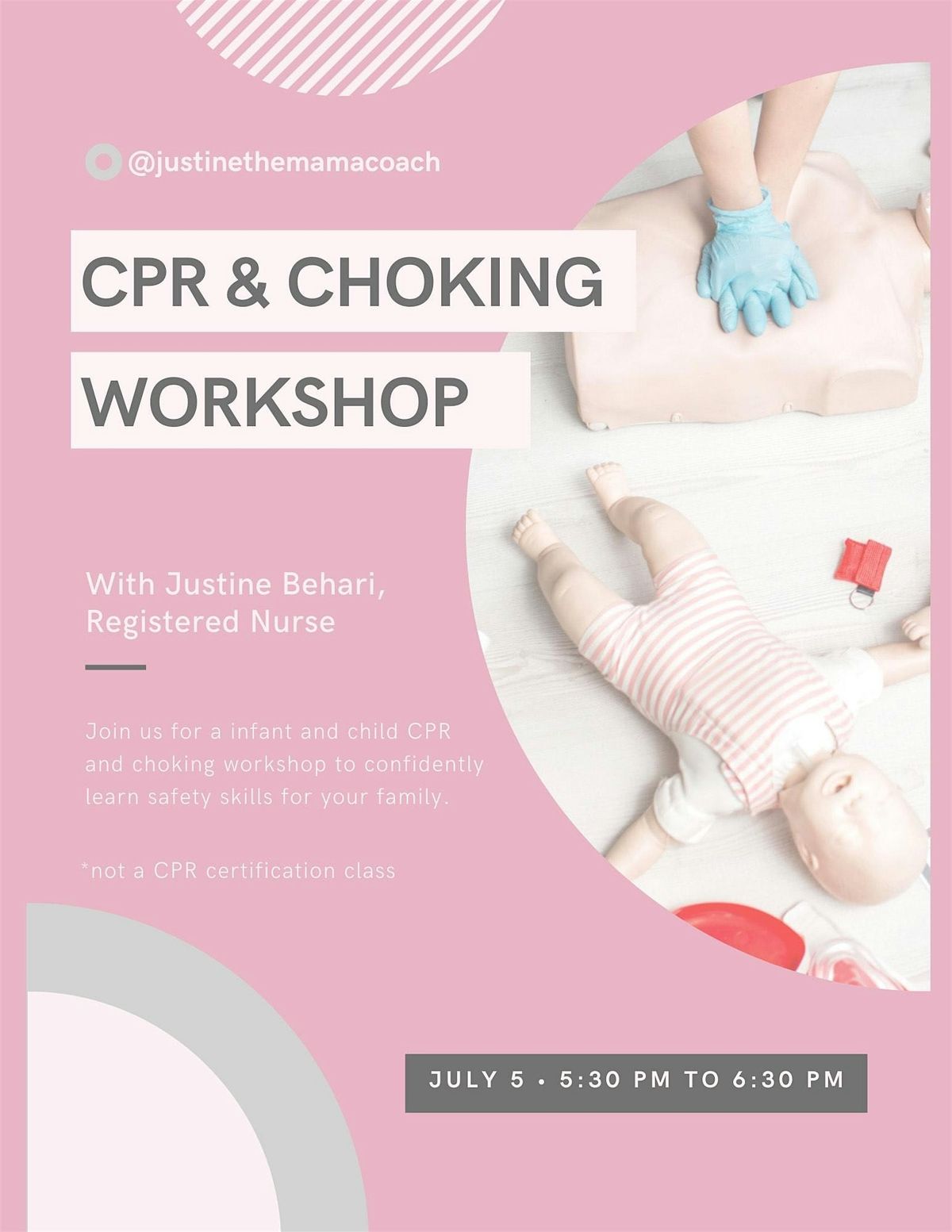 CPR & Choking Workshop with Justine Behari, RN
