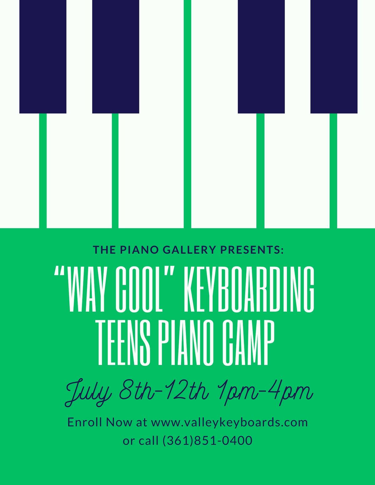 "Way Cool" Keyboarding Teens Piano Camp Pt. 2 (Ages 11-17)