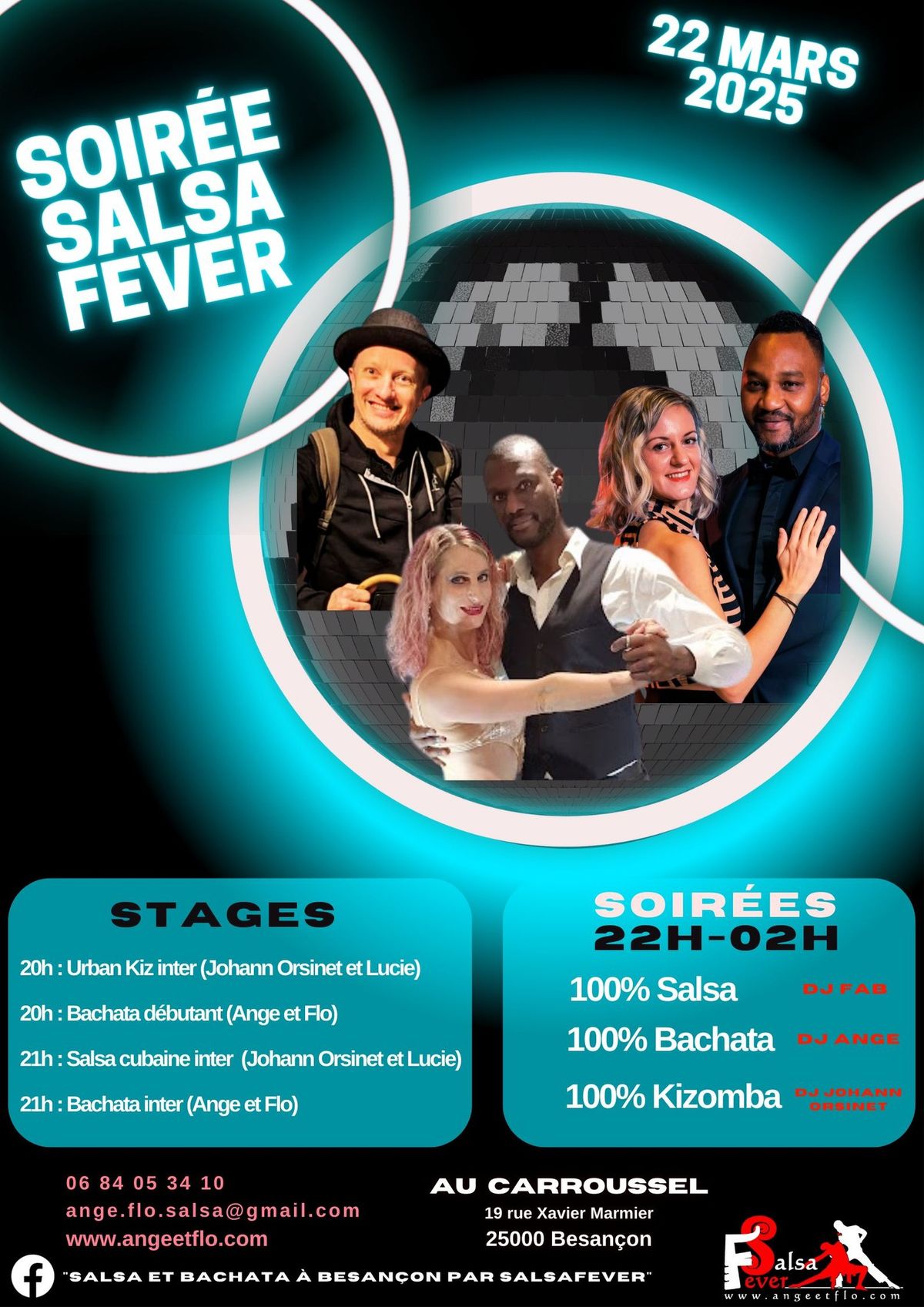 Soir\u00e9e Salsafever 4 stages, 3 salles 100% Salsa + 100% Bachata + 100% Kizomba