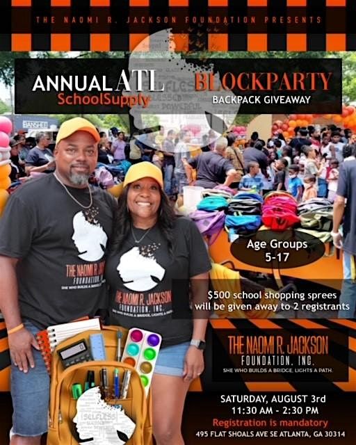 "The NRJ Foundation Annual School Supply and Block Party Backpack Giveaway"