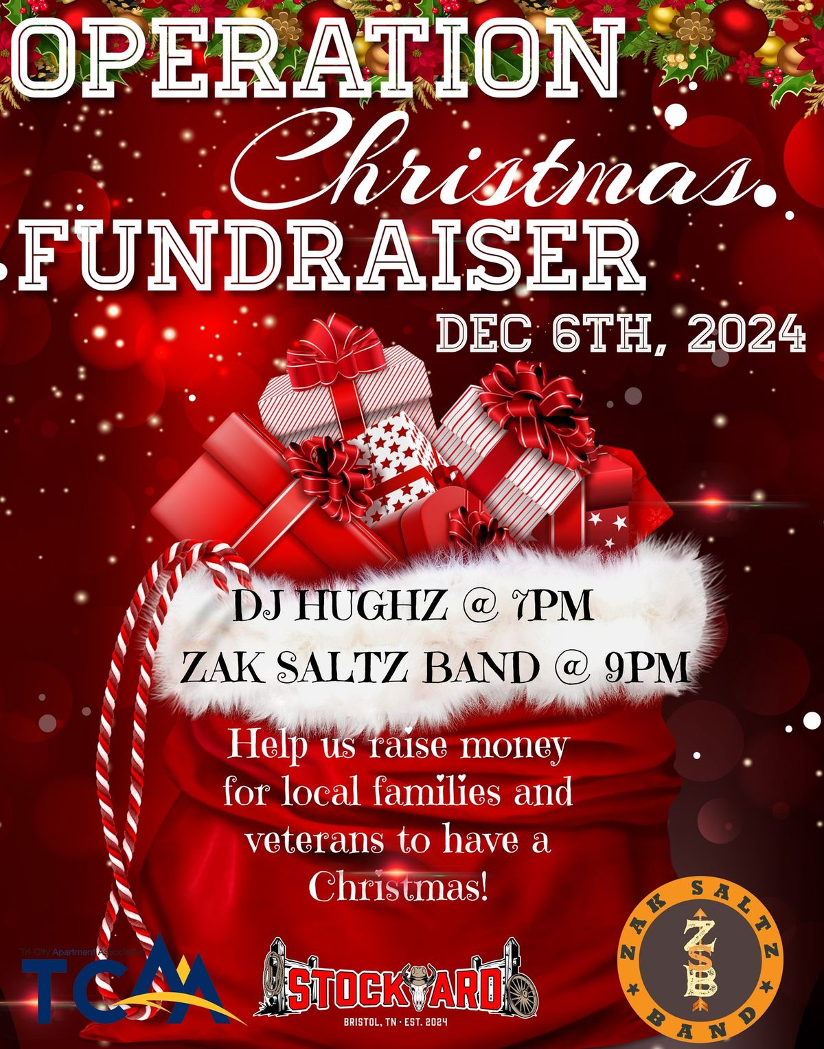 Operation Christmas Fundraiser w\/ Zak Saltz Band live at Stockyard