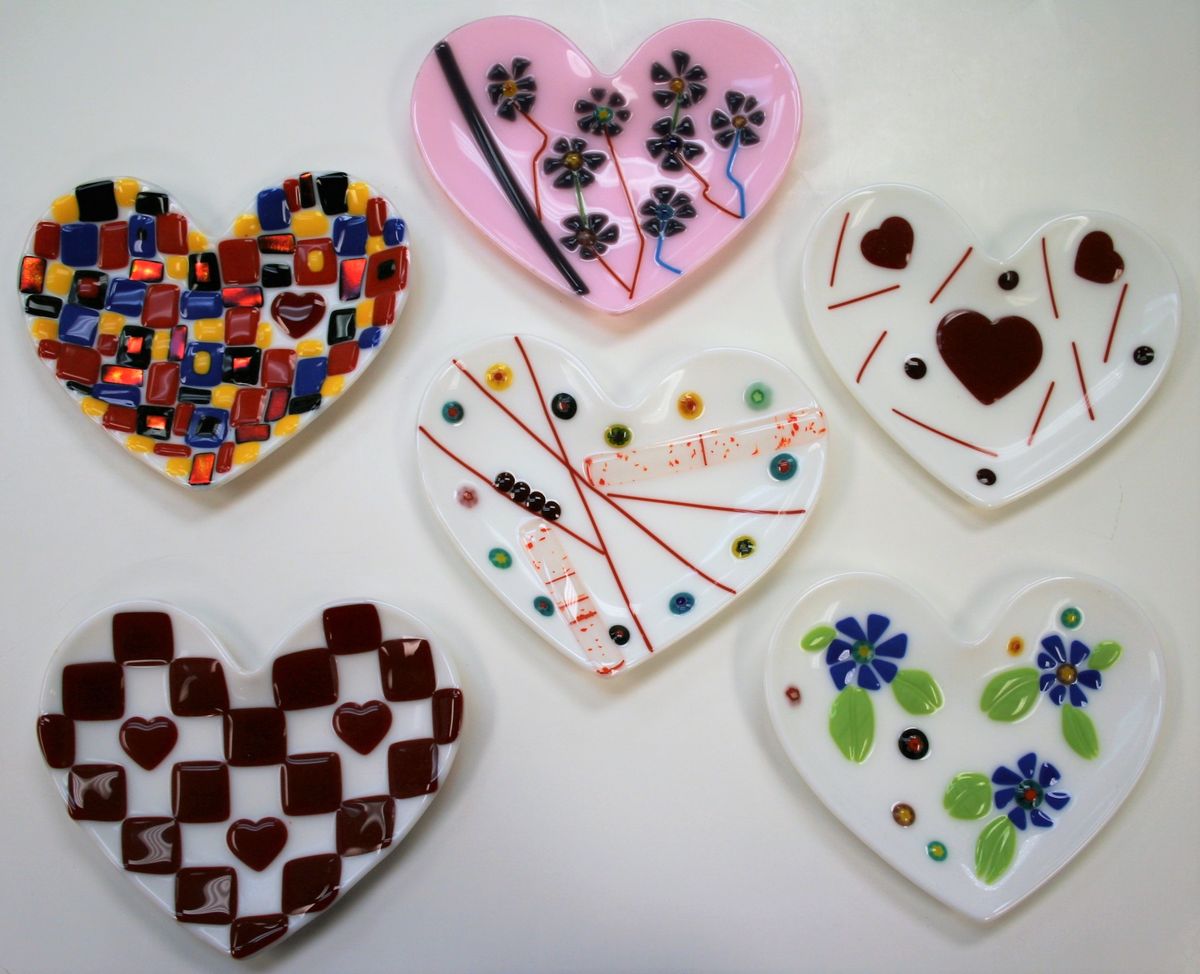 Fused Glass Heart Dish Class @ My New Favorite Thing