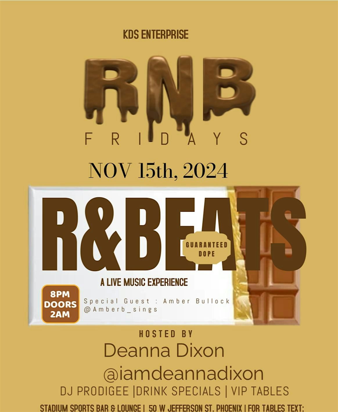 R&BEATS.   A live music experience w\/ Host : Deanna Dixon