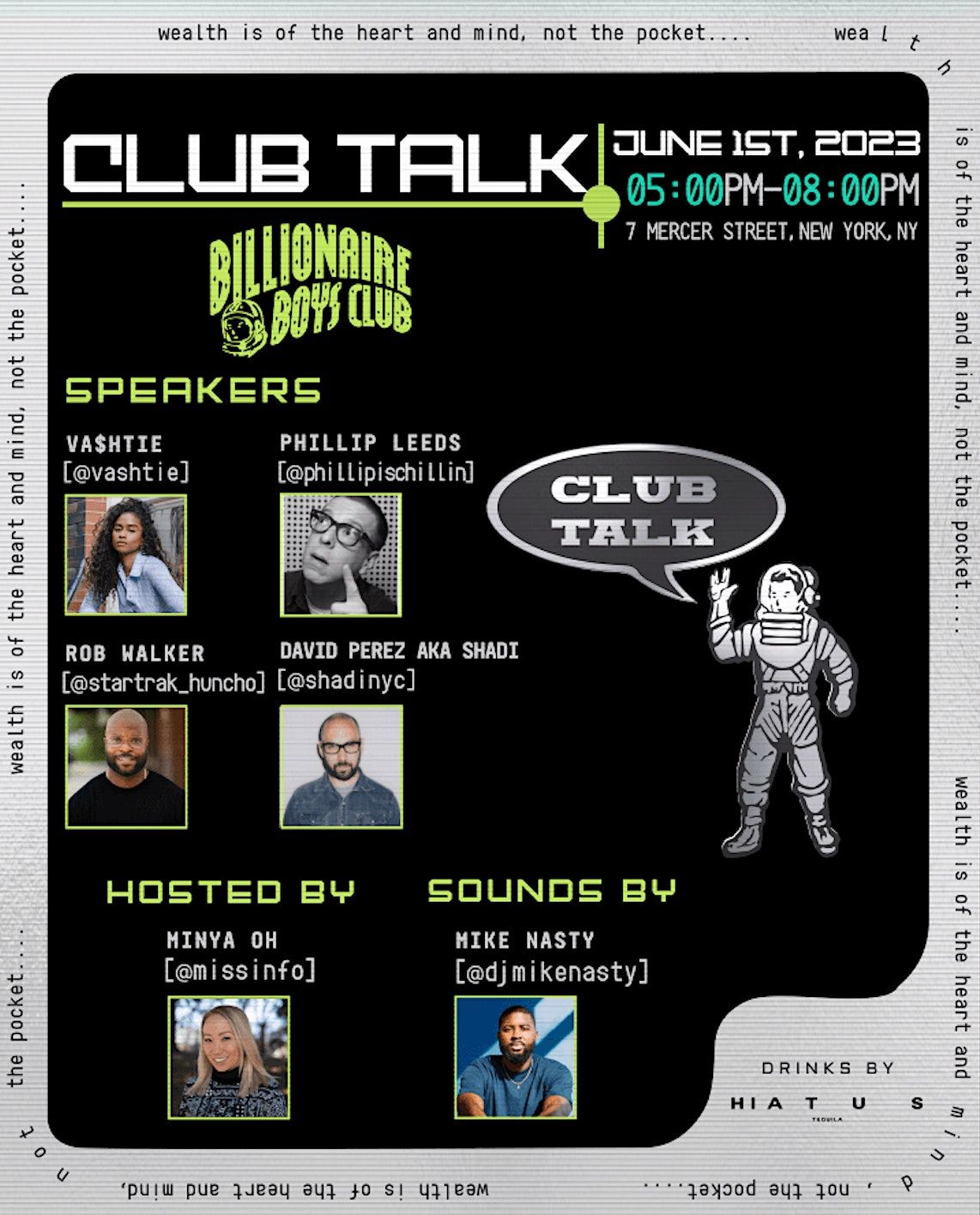 Billionaire Boys Club: 20th Anniversary Club Talk, Billionaire Boys ...