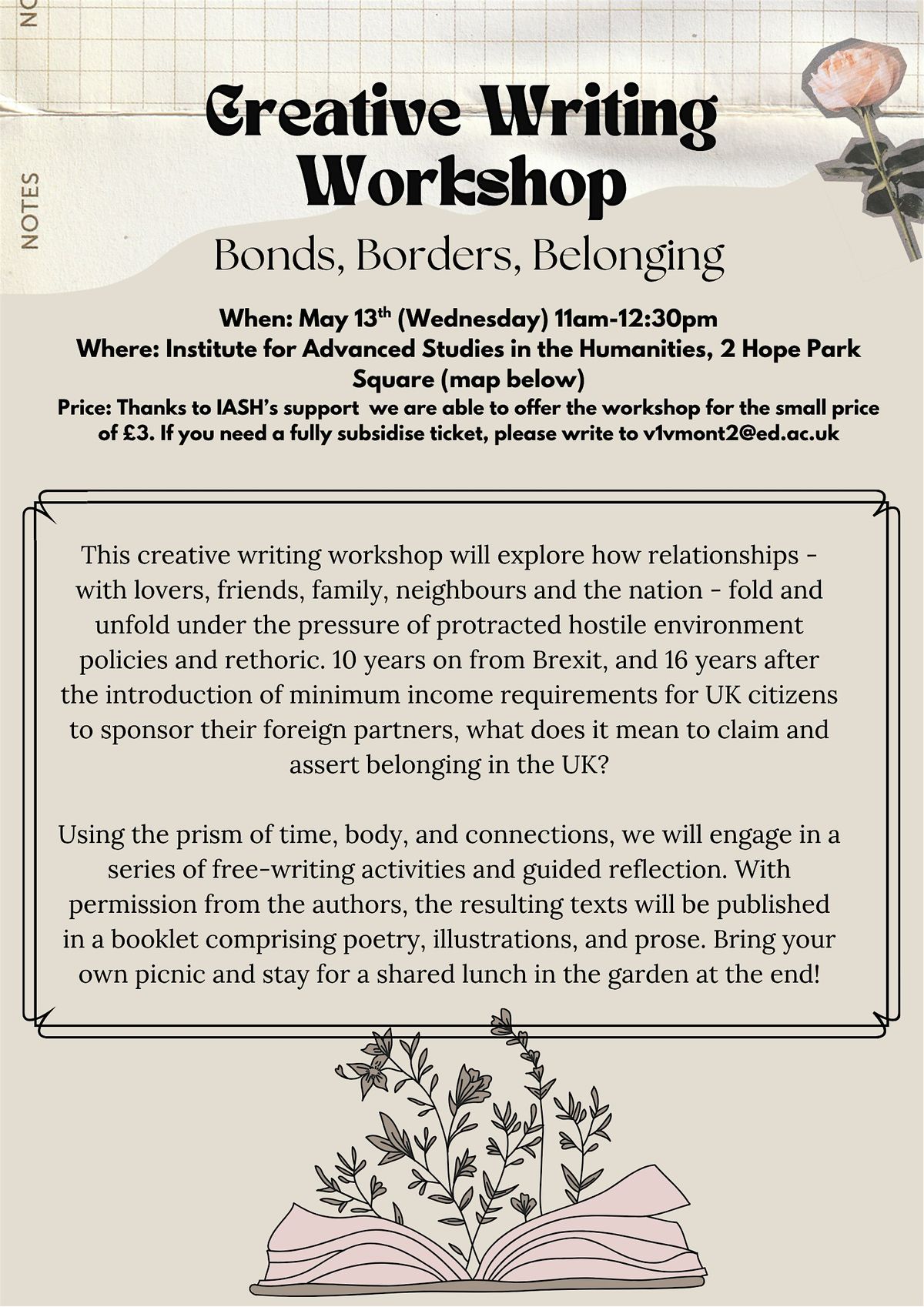 Creative Writing Workshop: Bonds, Borders, Belonging