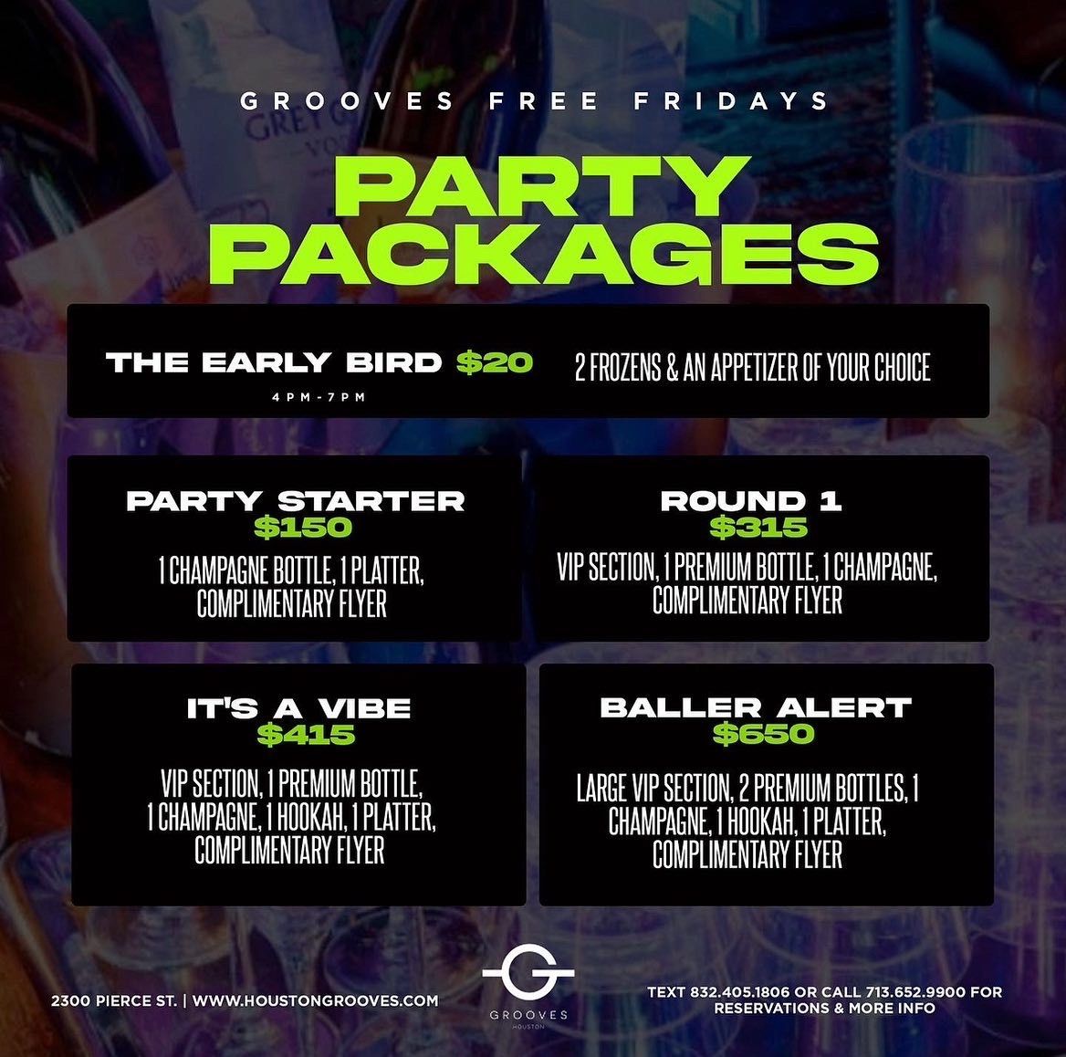 Free Fridays Party Packages