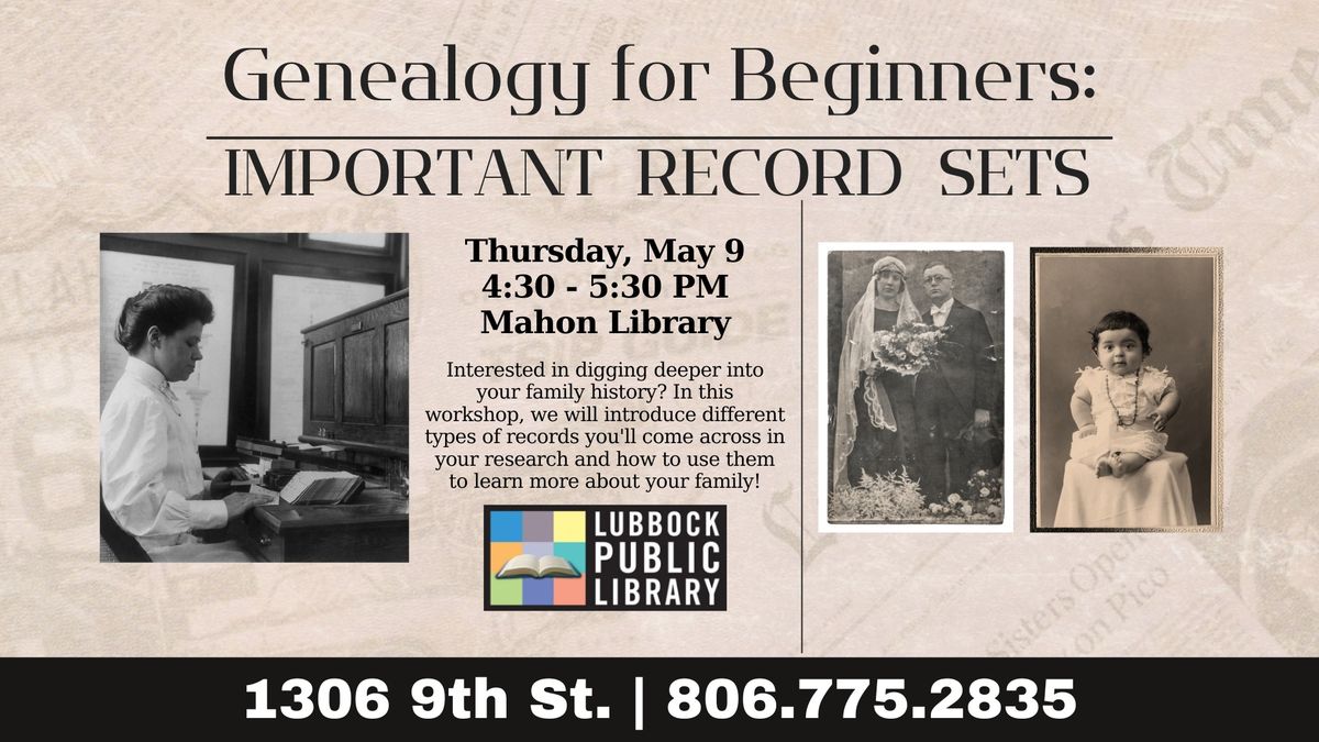 Genealogy for Beginners at Mahon Library