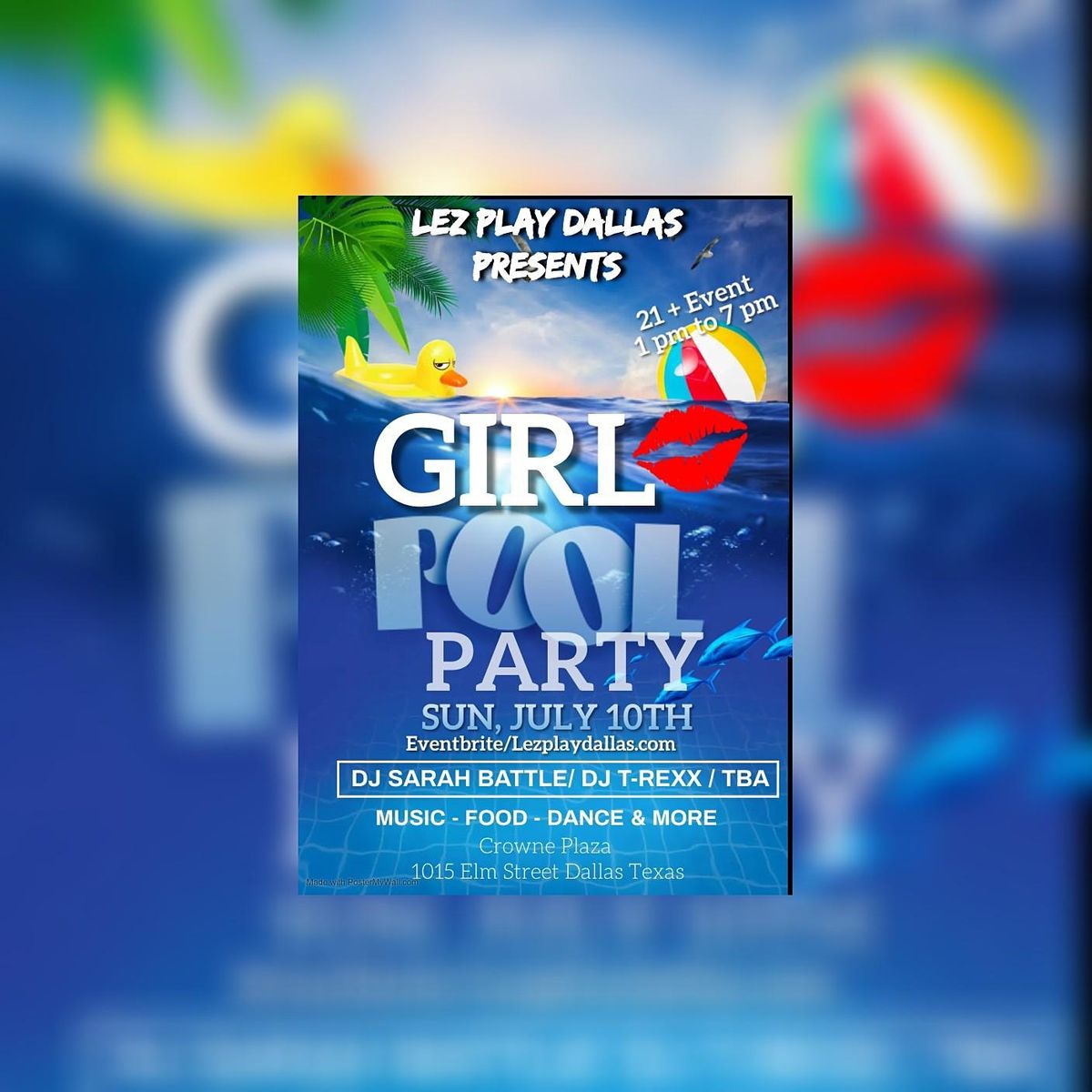 Lez Play Dallas Girl Rooftop Pool Party July 10th Sunday