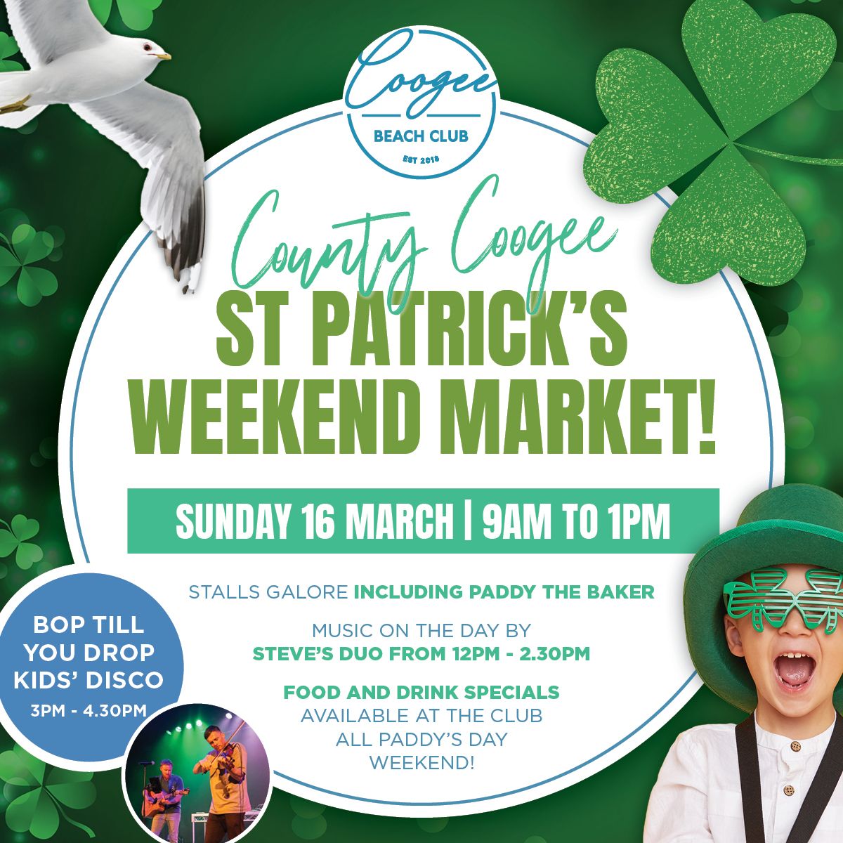 St Patrick's Day Weekend "County Coogee" Markets at Coogee Beach Club