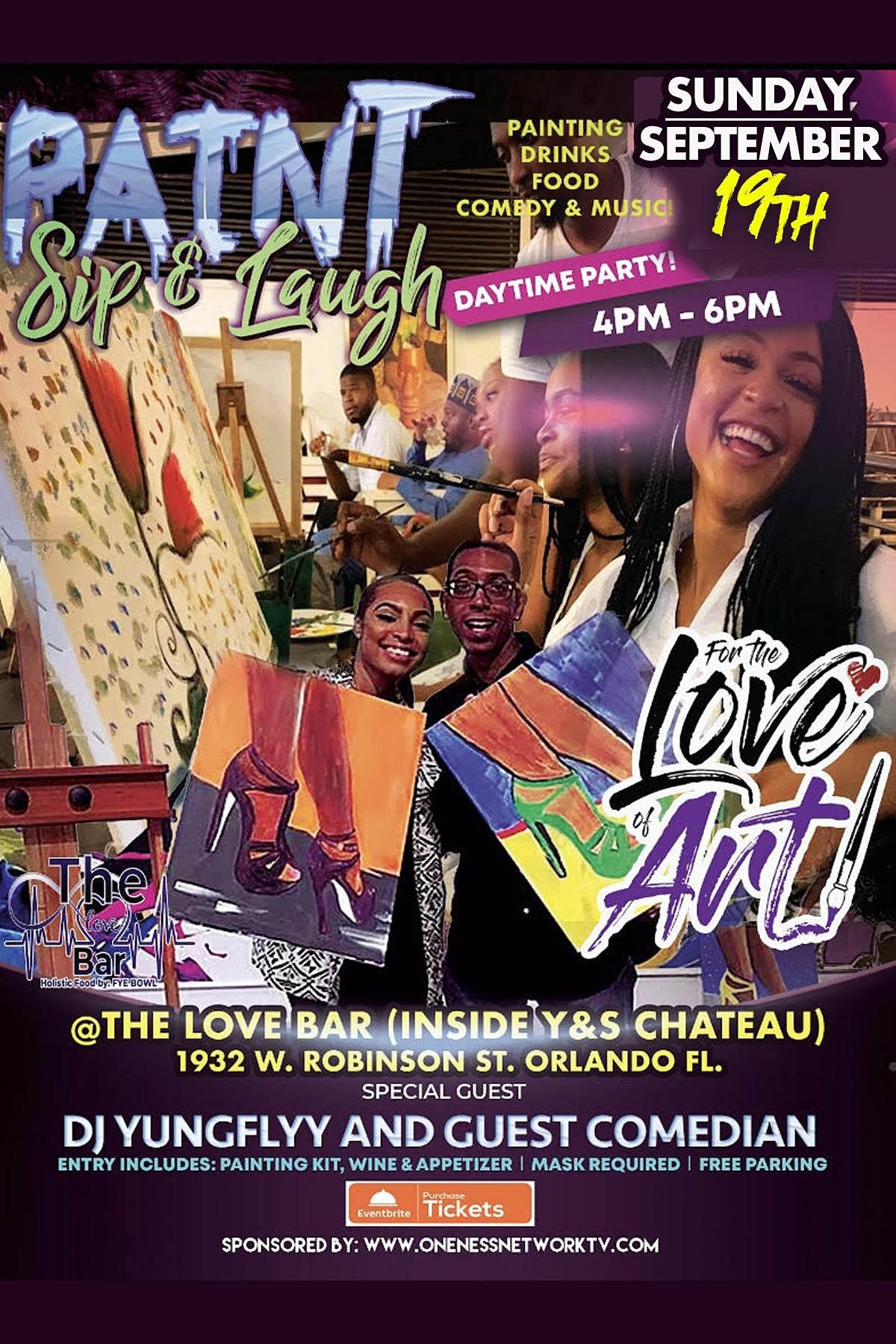 PAINT, SIP & LAUGH! PAINTING| DRINKS | FOOD | COMEDY & MUSIC!