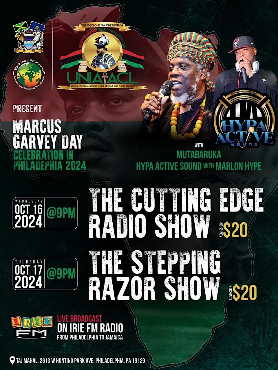 MUTABARUKA BROADCAST  "CUTTING EDGE"  LIVE 1st time USA Philadelphia2024