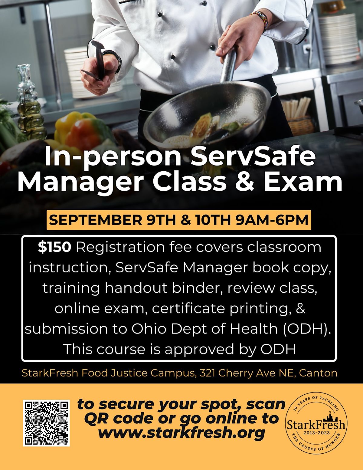 In-person ServSafe Manager-level Class & Exam