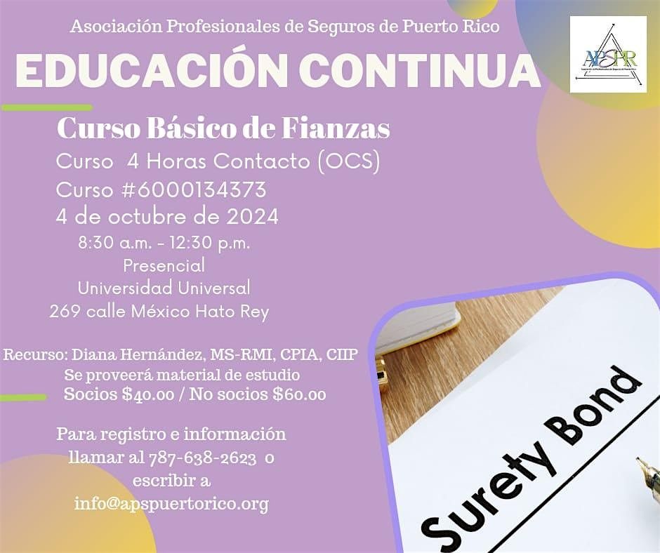 Curso B\u00e1sico de Fianzas (Presencial)