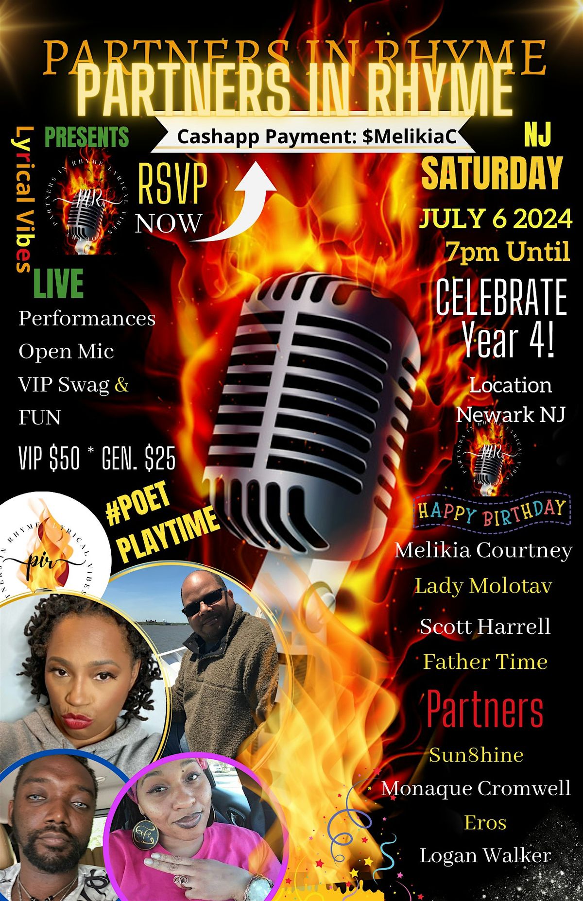 PARTNERS IN RHYME IN-PERSON 4TH YEAR CELEBRATION  Newark, NJ JULY 6th
