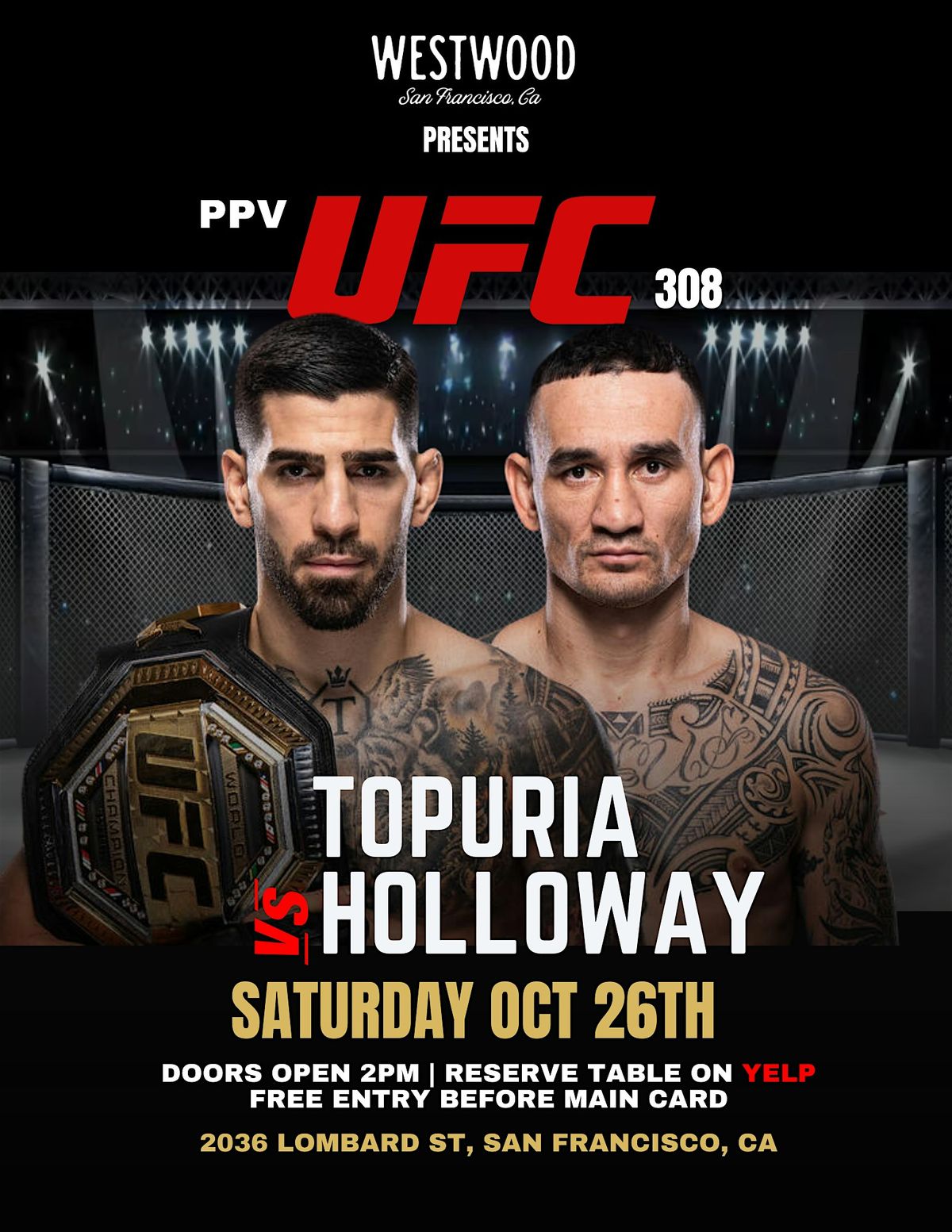 SATURDAY FIGHT NIGHTS AT WESTWOOD UFC 308 TOPURIA VS HOLLOWAY