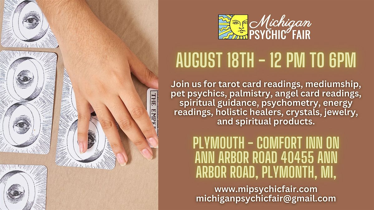 Michigan Psychic Fair August 18, 2024, Plymonth, MI