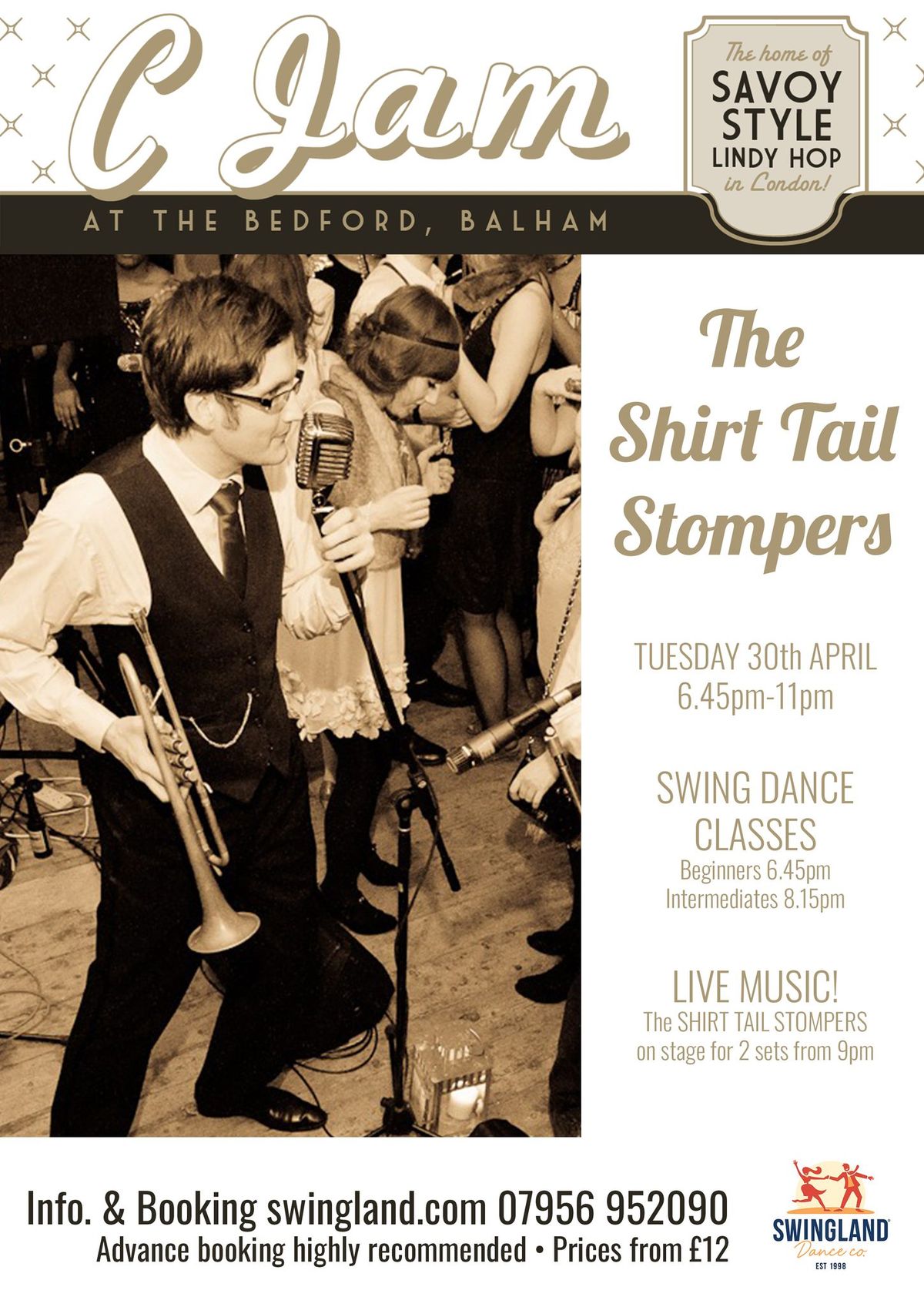 ?LIVE MUSIC NIGHT! Shirt Tail Stompers - C Jam @ The Bedford - Lindy hop classes and dancing