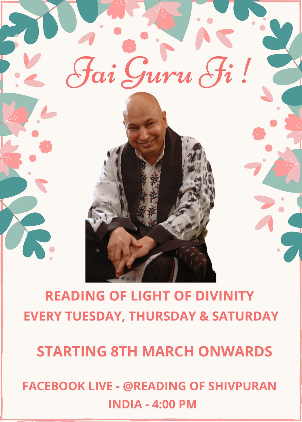 Reading Of Light Of Divinity ( In Hindi )  ( Blessed Satsang's )- IND 4:00 PM Onwards