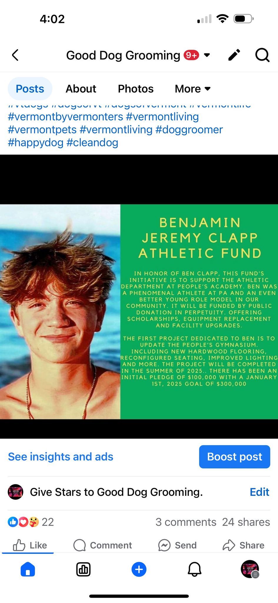 BENJAMIN CLAPP ATHLETIC FUND BATH BENEFIT